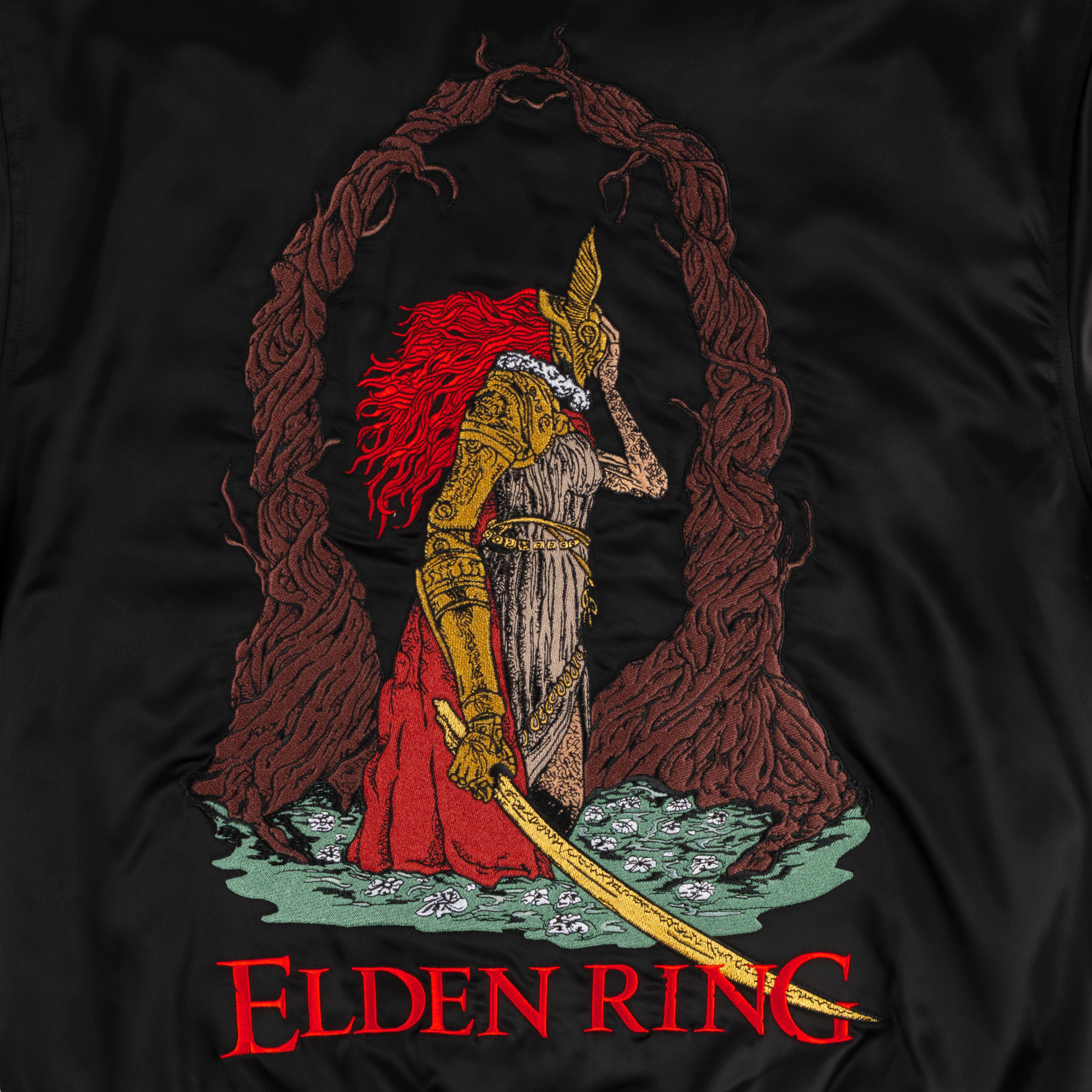 Welcome x Elden Ring - Malenia Embroidered Satin Souvenir Jacket - Black
