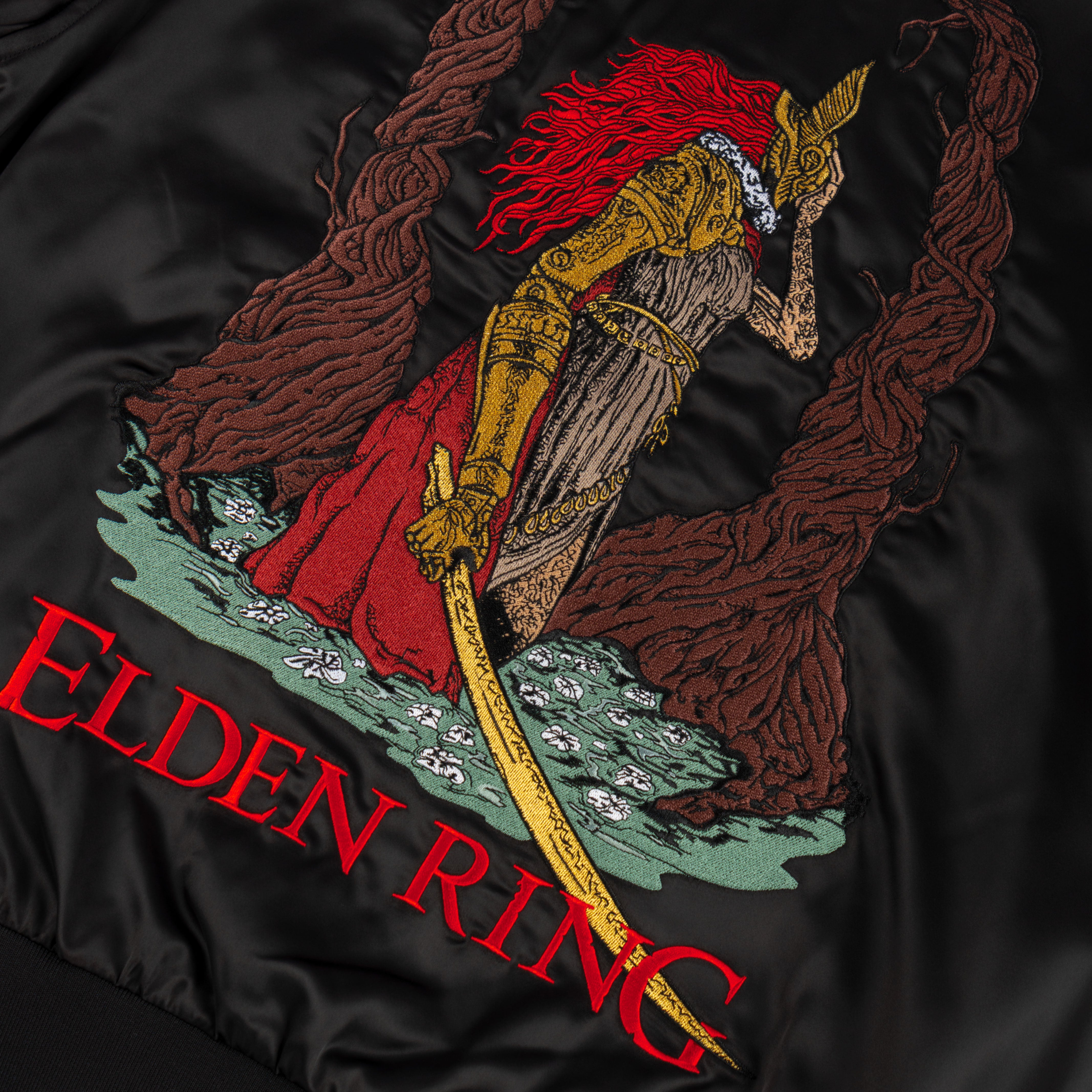 Welcome x Elden Ring - Malenia Embroidered Satin Souvenir Jacket - Black