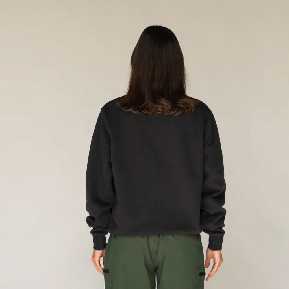 WELCOME SKATEBOARDS - STUDENT EMBROIDERED PIGMENT DYED CREW - Black