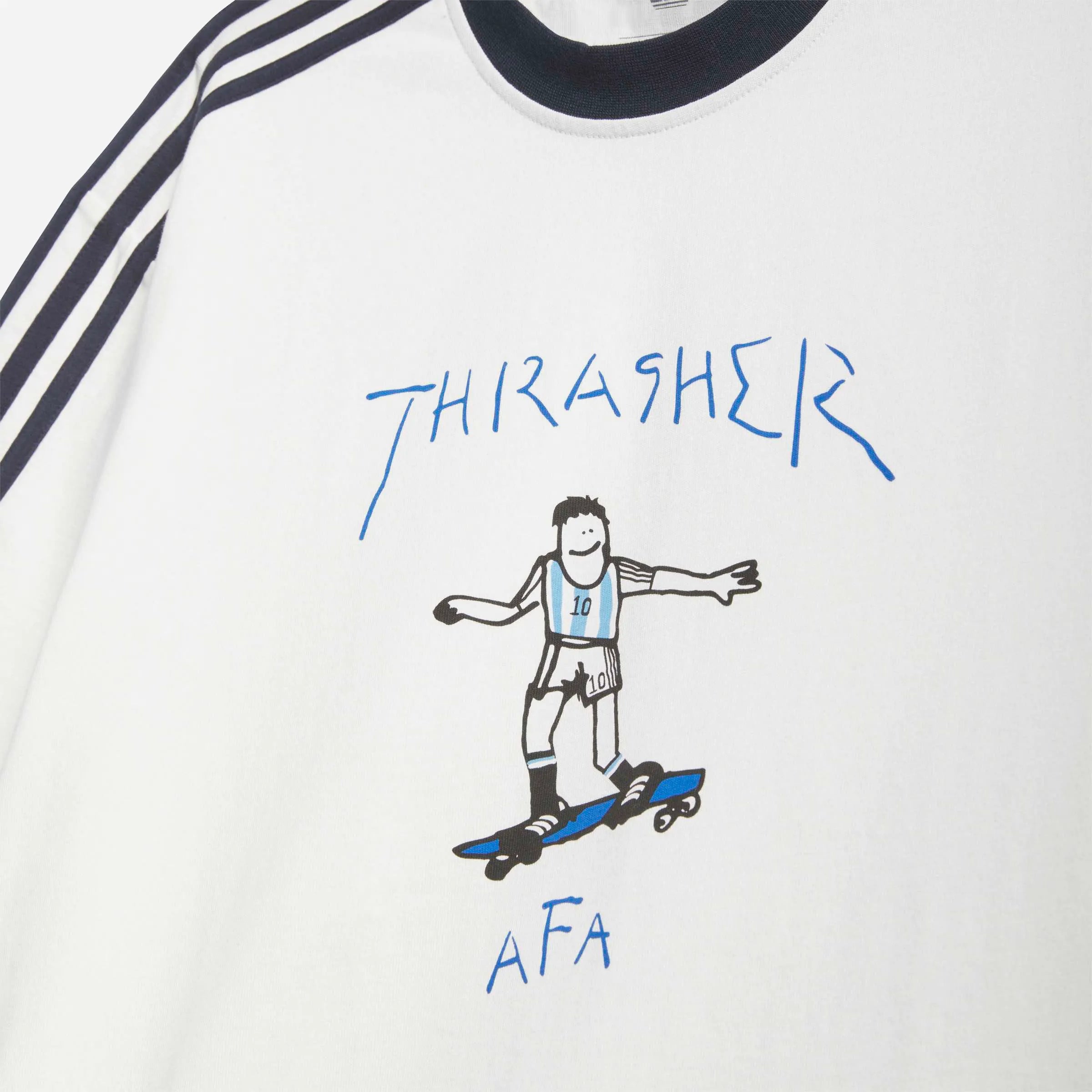 T-Shirt Adidas Skateboarding x Thrasher x AFA x Gonz Ringer Blanc