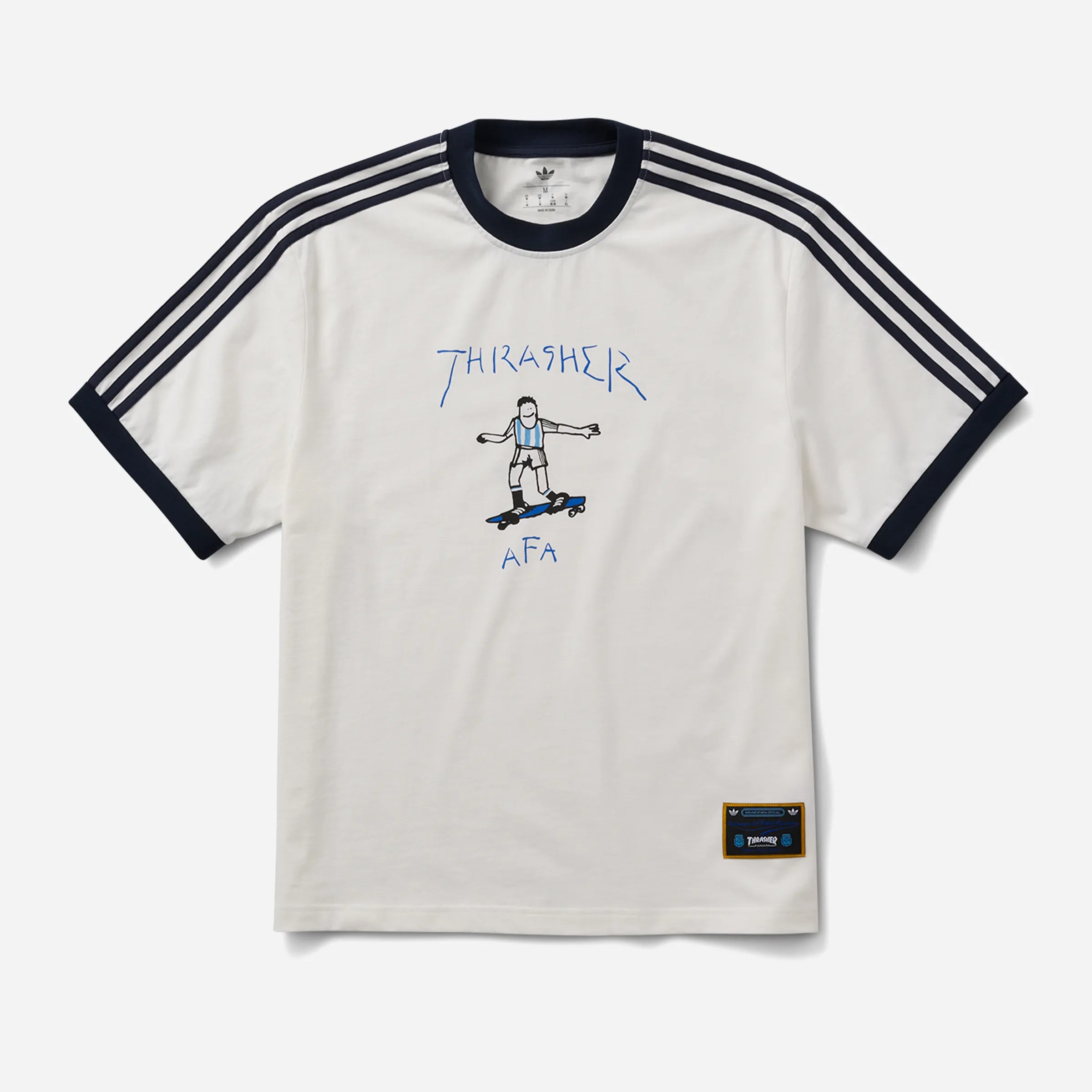 T-Shirt Adidas Skateboarding x Thrasher x AFA x Gonz Ringer Blanc