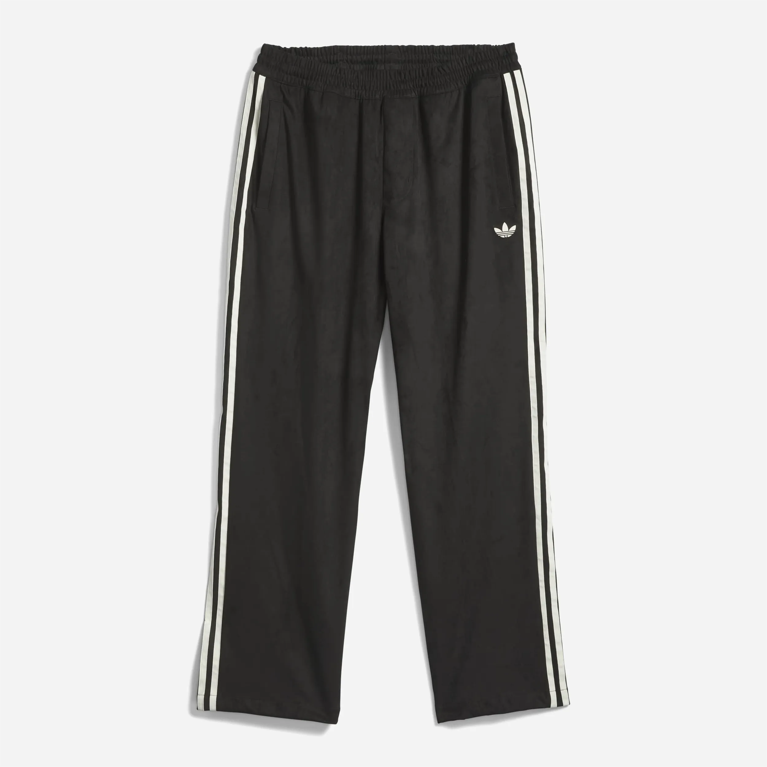 Pantalon de survêtement Adidas Skateboarding Vintage Superfire noir et blanc vue de face.