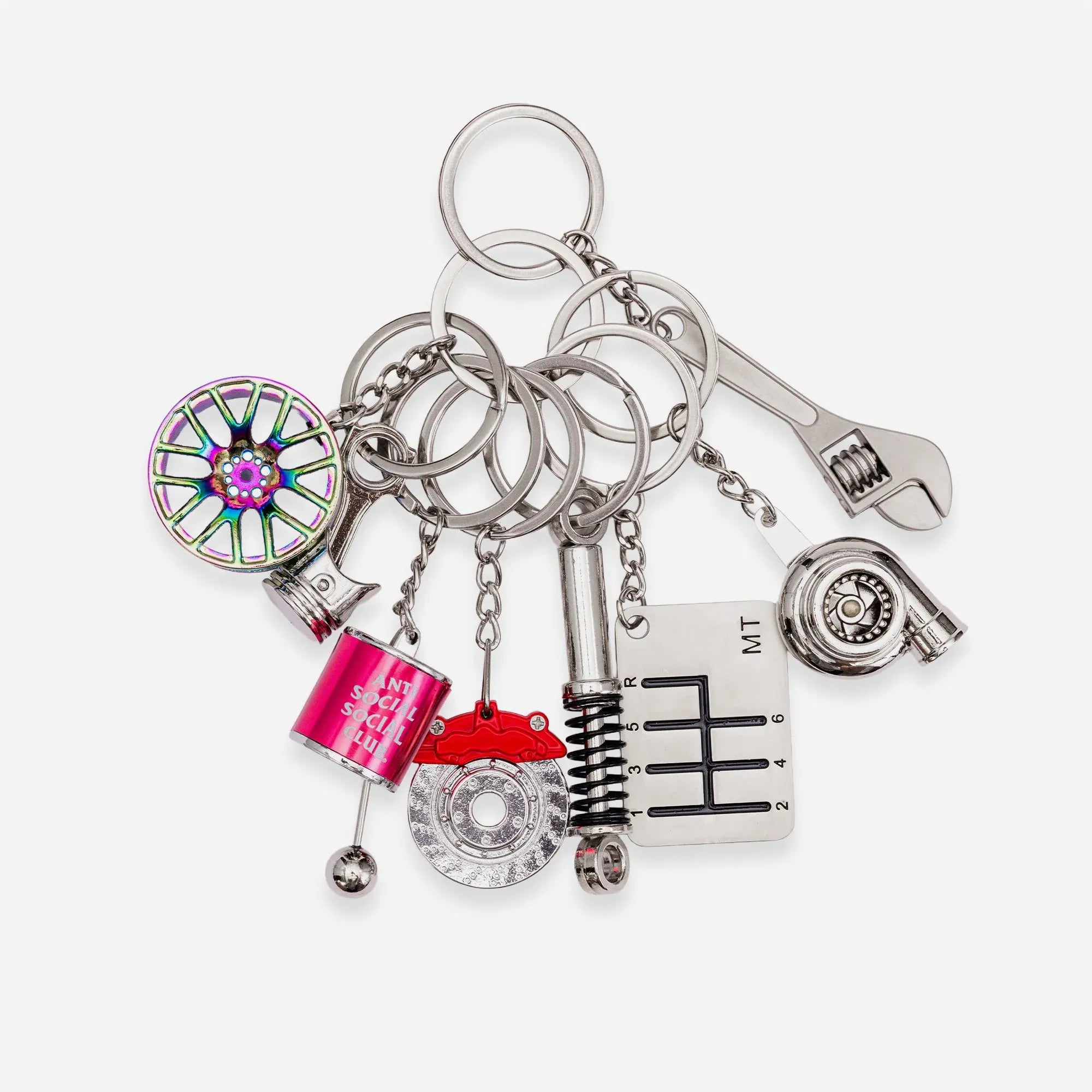 Anti Social Social Club Car Part Keychain Multi
