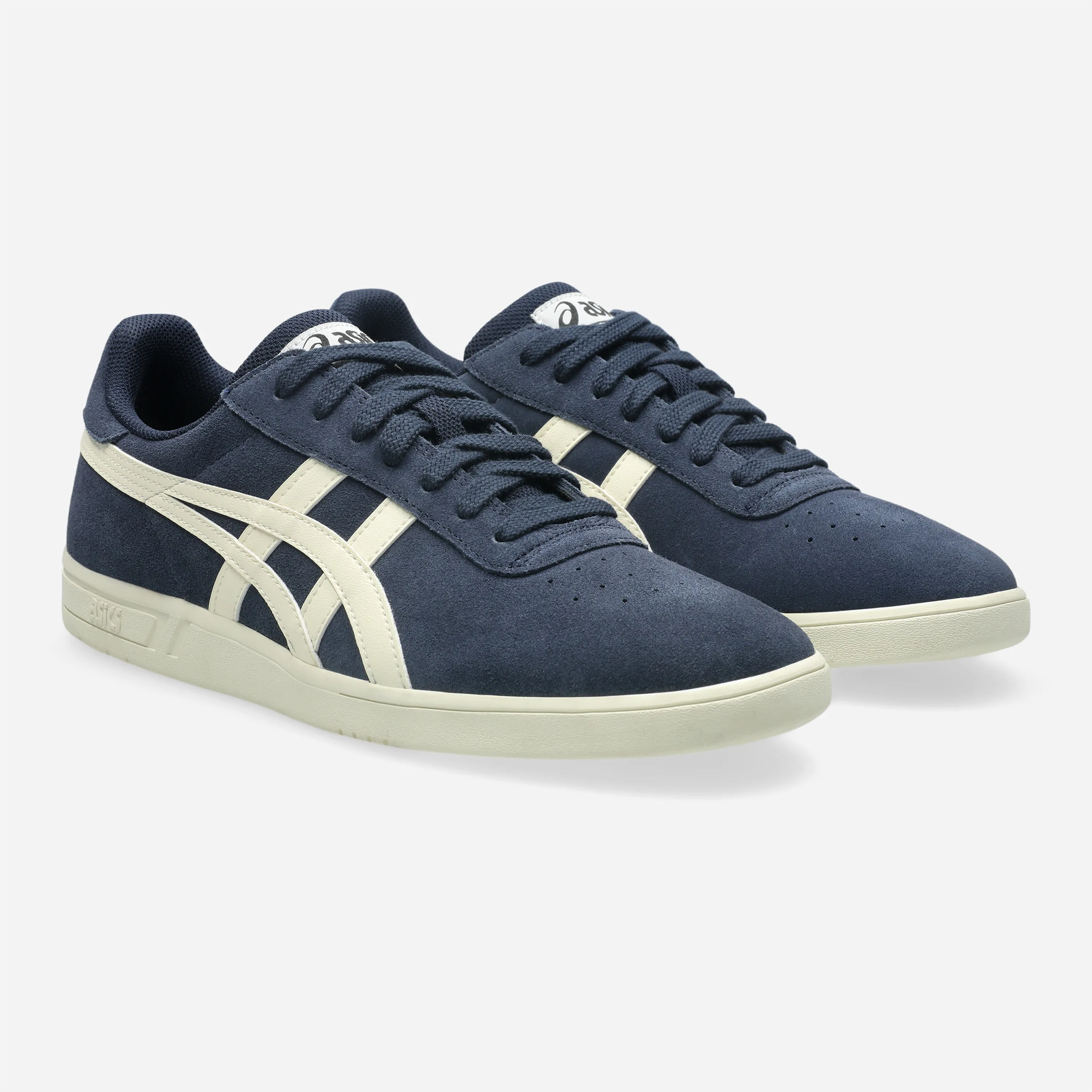 Asics Gel-Vickka Pro Midnight Ivory navy blue and white suede skate shoe.