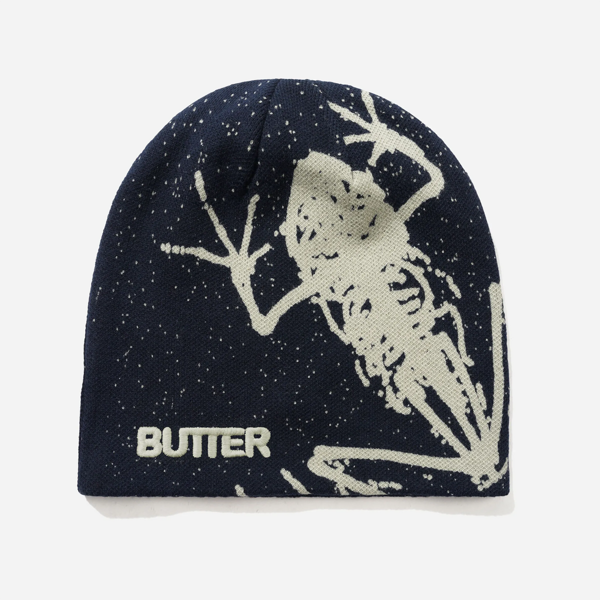 Butter Goods Amphibian Skully Beanie midnight featuring graphic print and direct embroidery