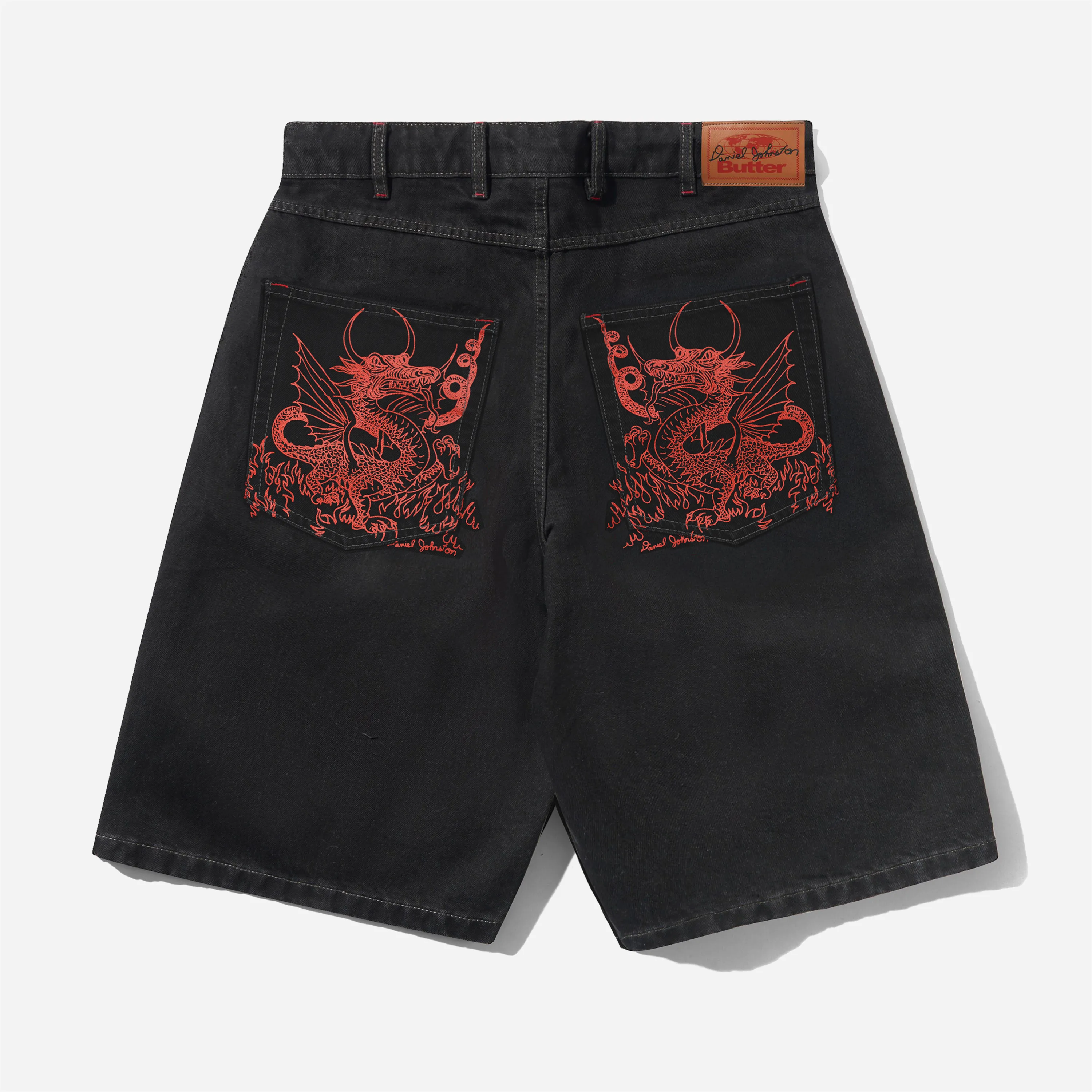 Butter Goods Daniel Johnston Dragon Denim Shorts Washed Black