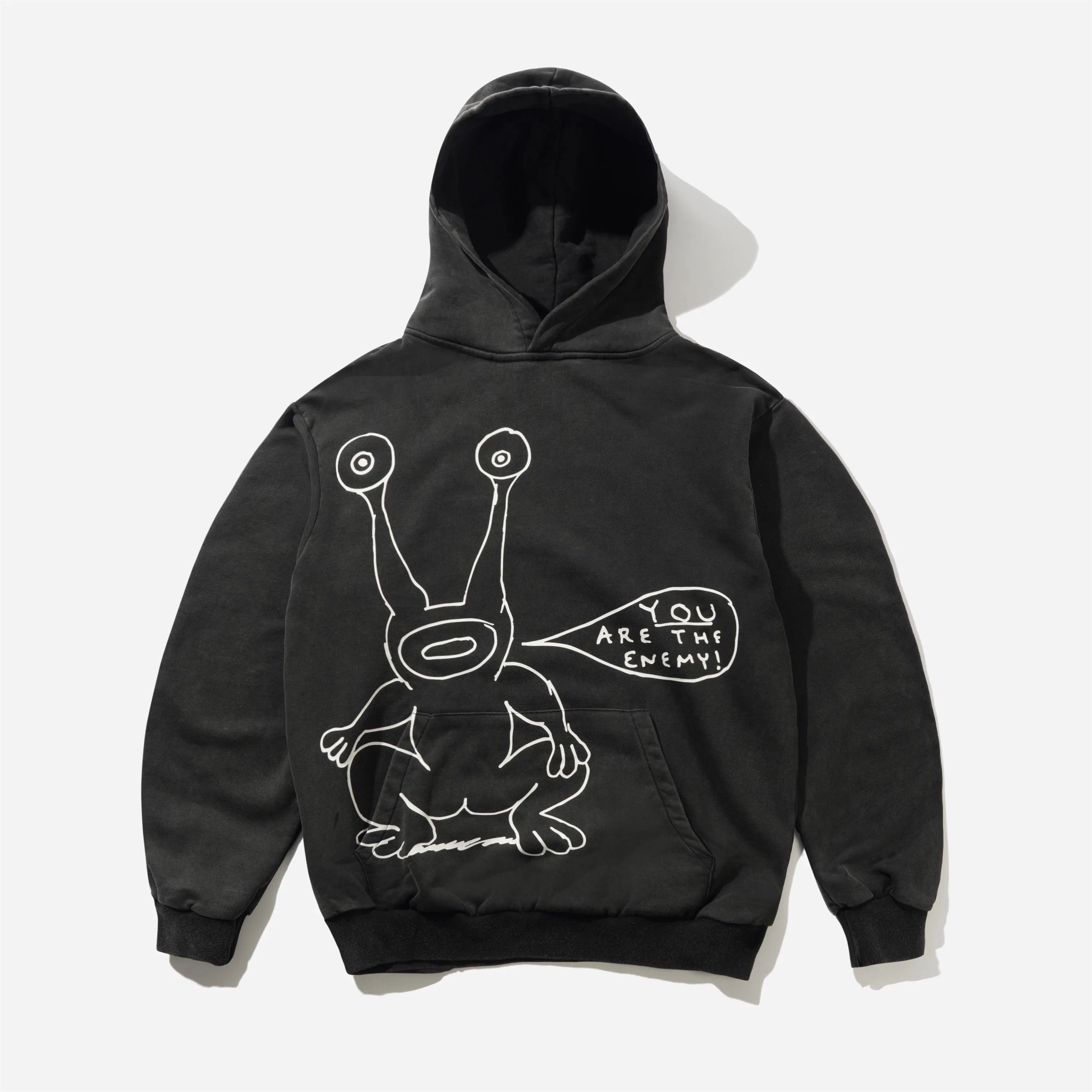 Butter Goods Daniel Johnston Enemy Pullover Hood Distressed Washed Black