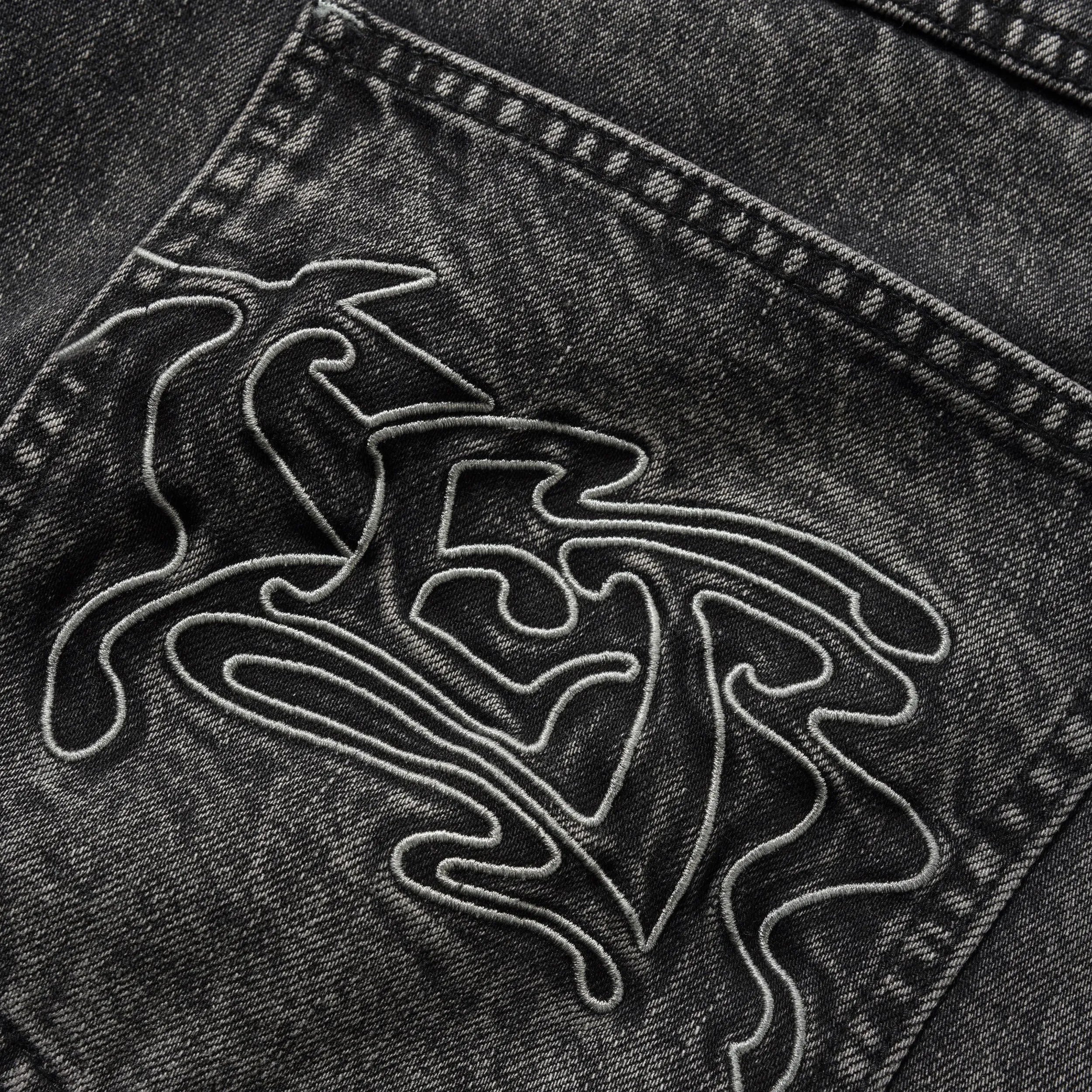 Short Baggy Denim Butter Goods Drummer Streaky Black