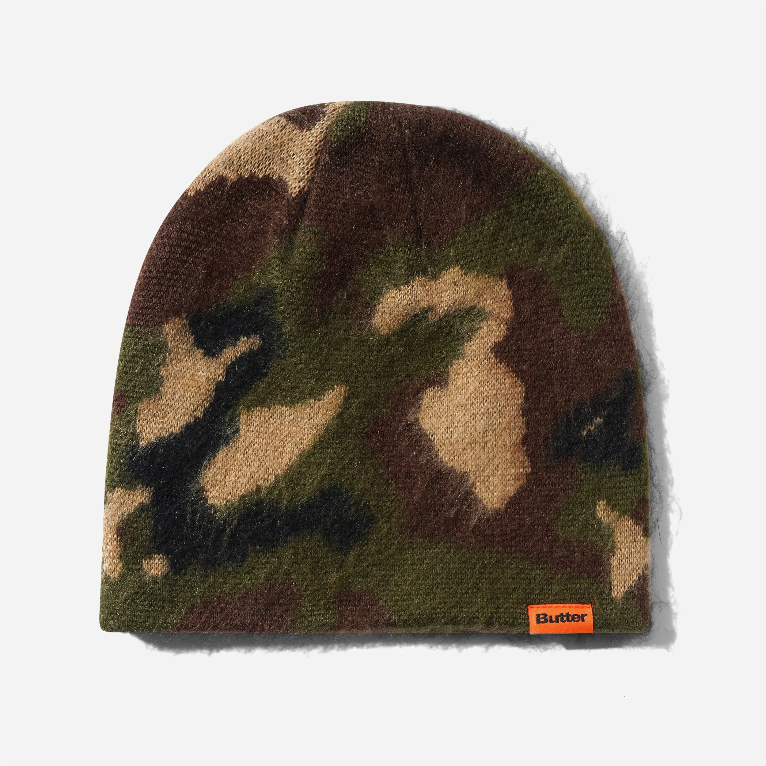 Bonnet Butter Goods Mohair Skully motif woodland camo texture pelucheuse