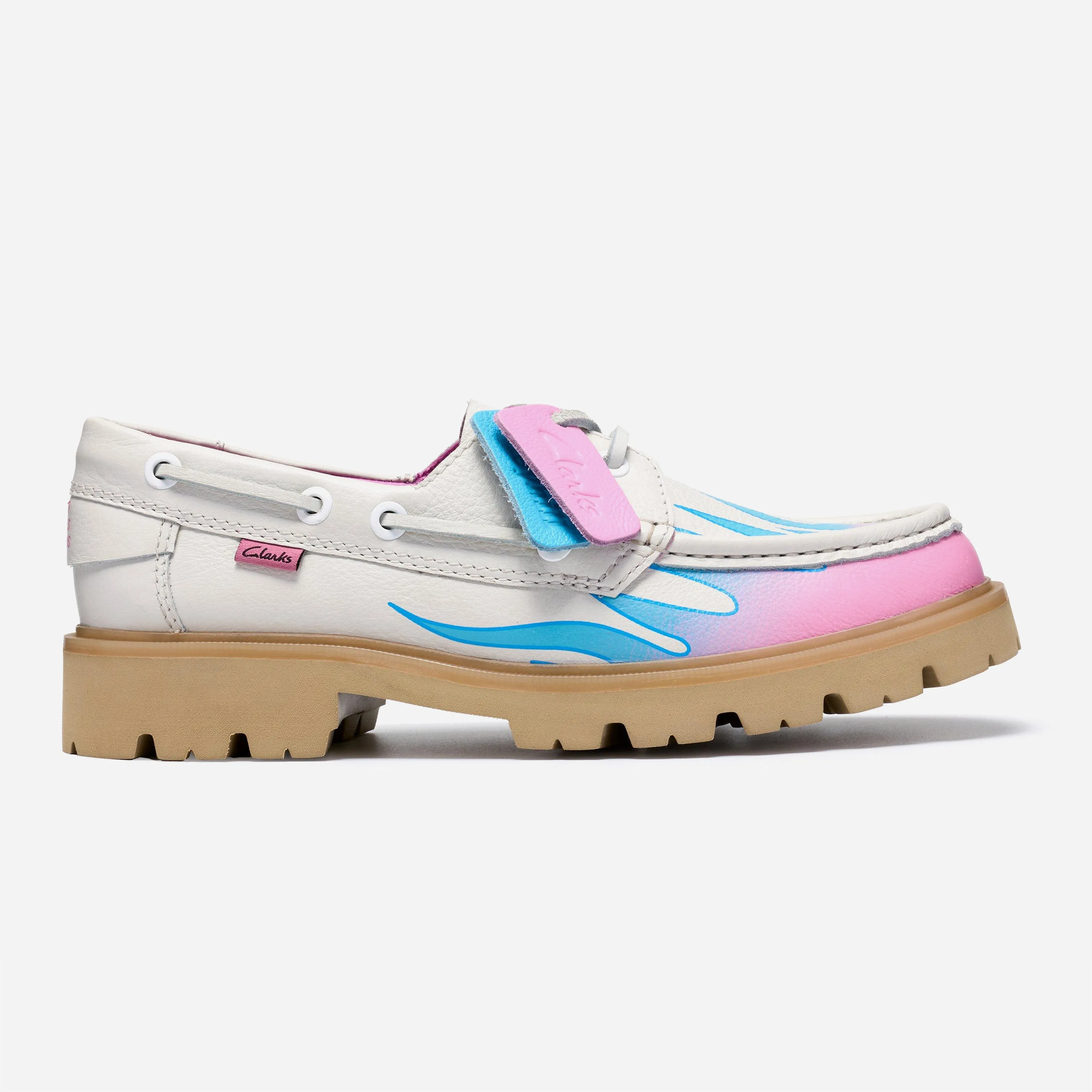 Clarks x Bisous Skateboard Cleyhill Fire White Shoes