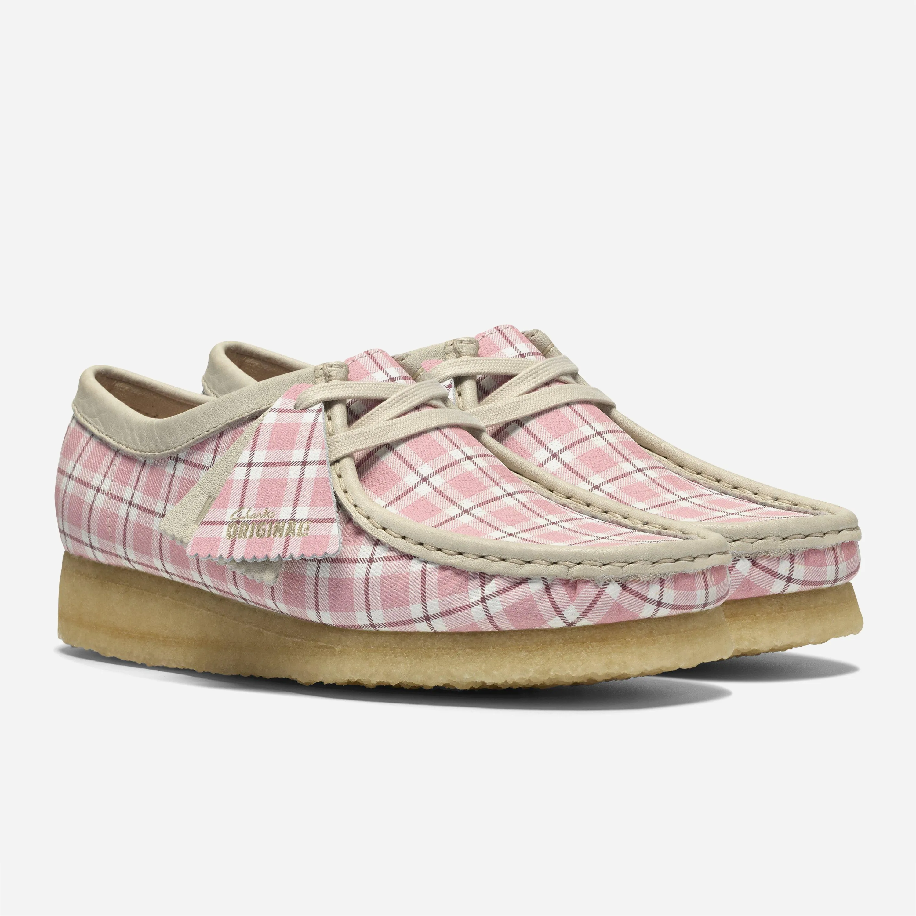 Chaussures Clarks Originals Wallabee Femme Pink Check