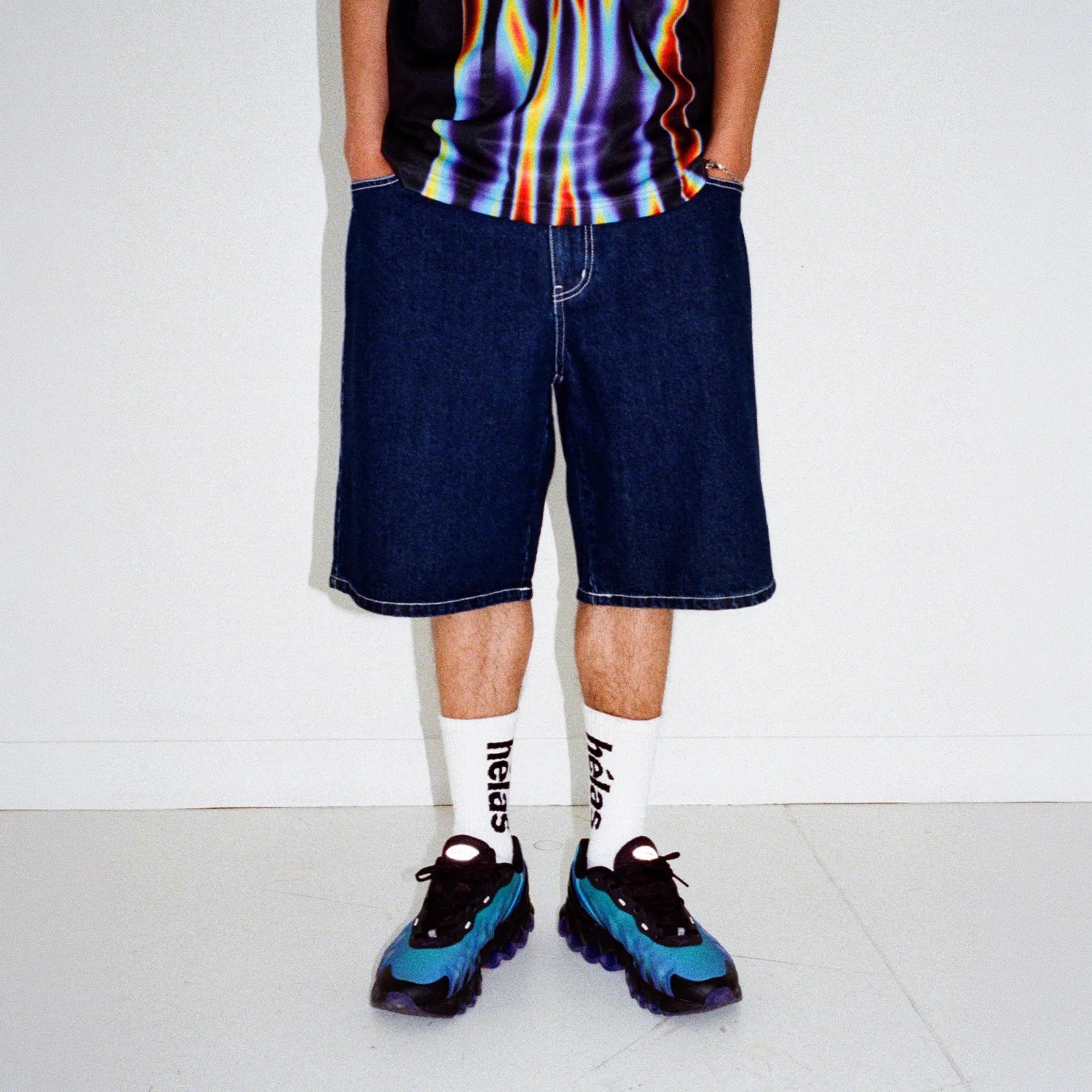 Helas Dieu Grec Jeans Shorts Washed Navy