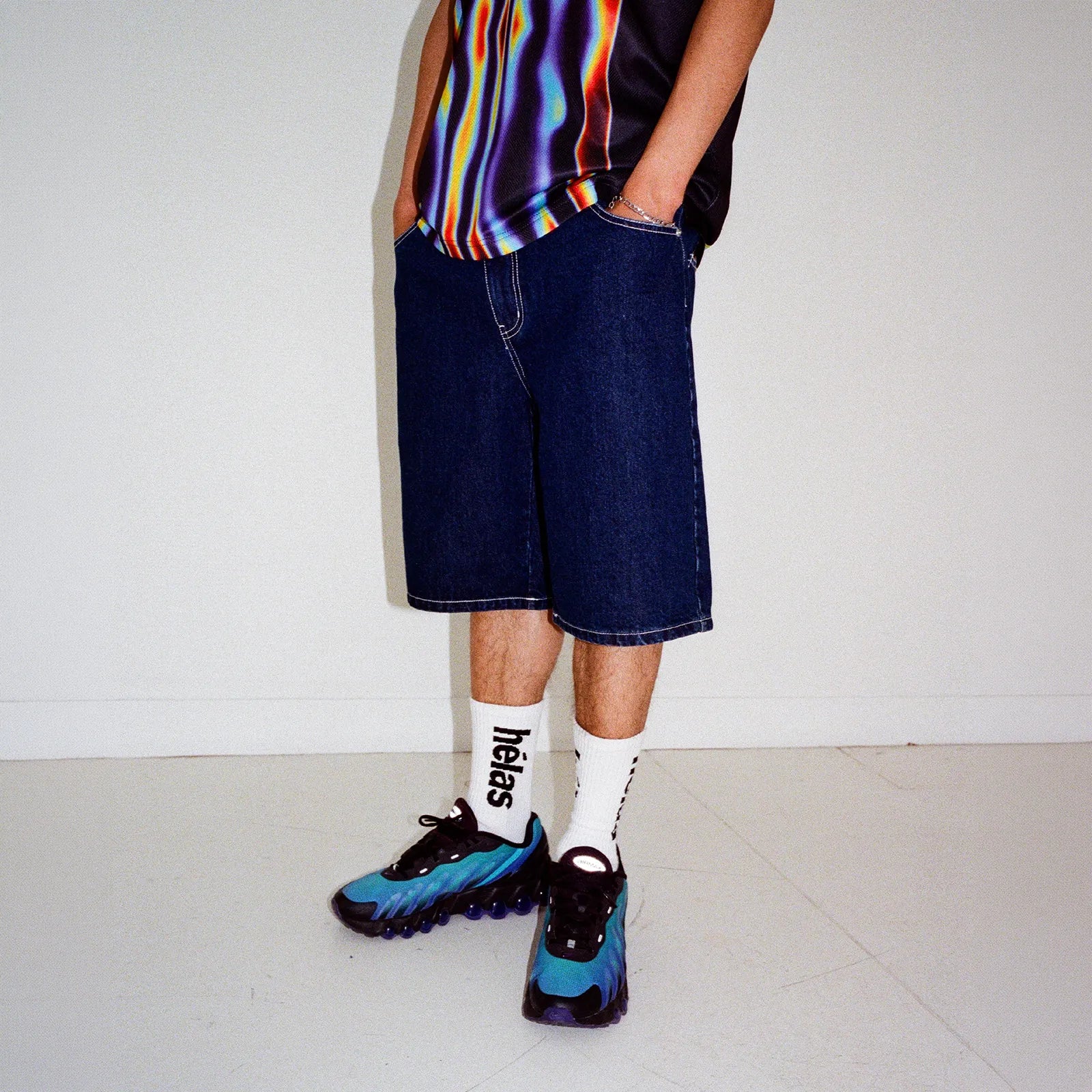 Helas Dieu Grec Jeans Shorts Washed Navy