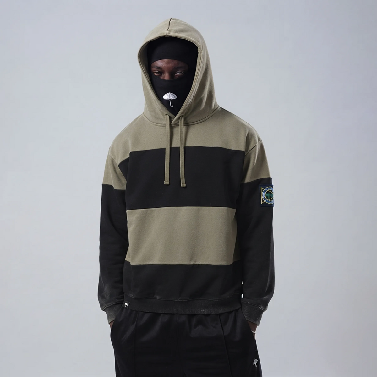 Hélas Robby Hoodie Washed Khaki Green Black