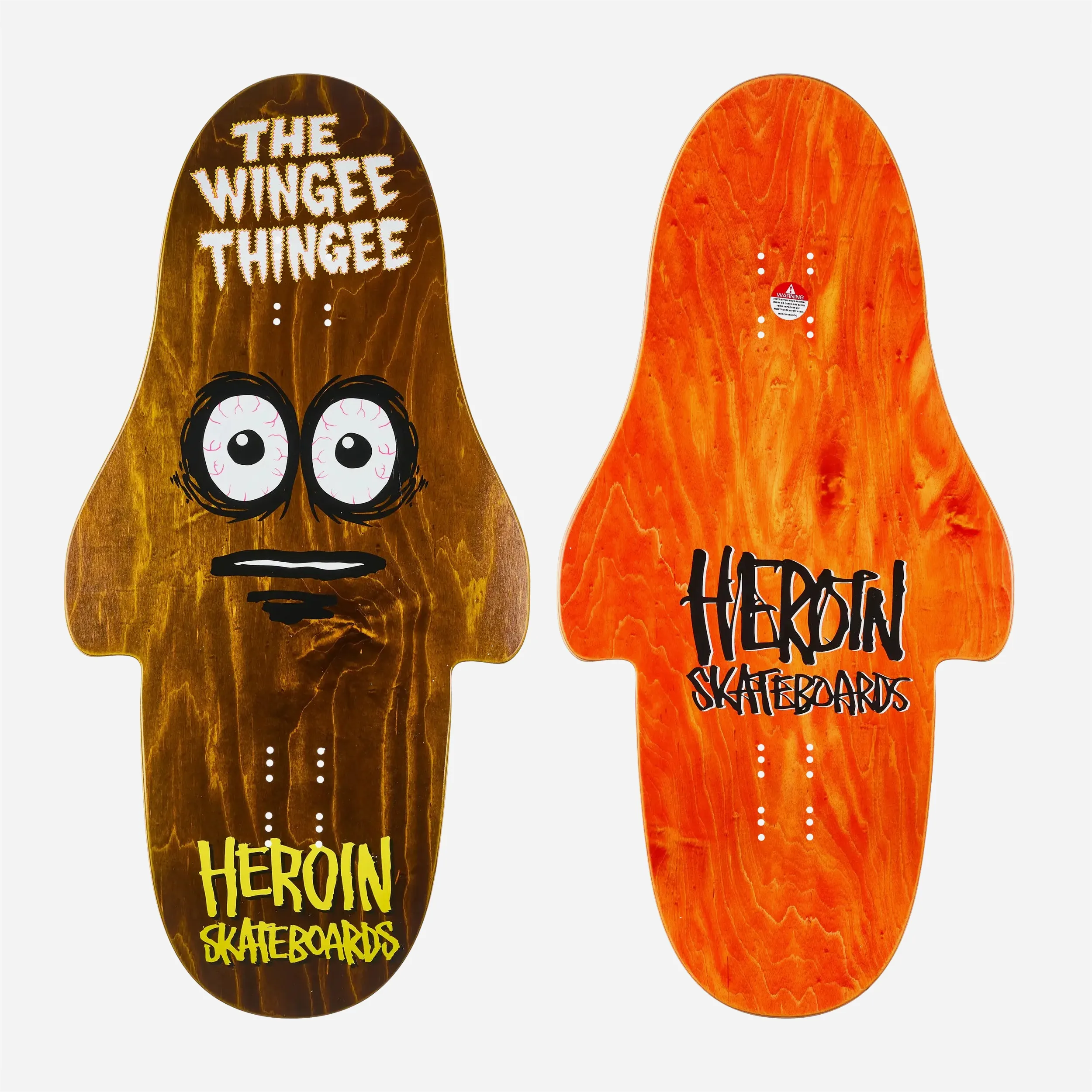 Heroin Skateboards The Wingee Thingee Deck winged shape top and bottom