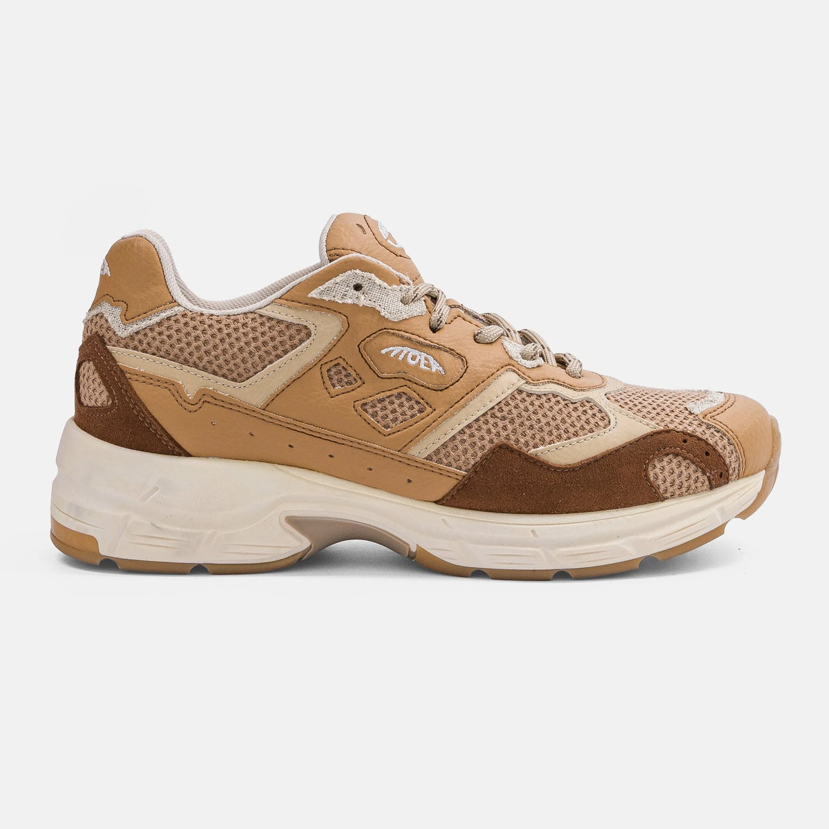 MoEa Rush Full Caramel Corn sneaker, monochrome CornSkin upper with brown suede overlays