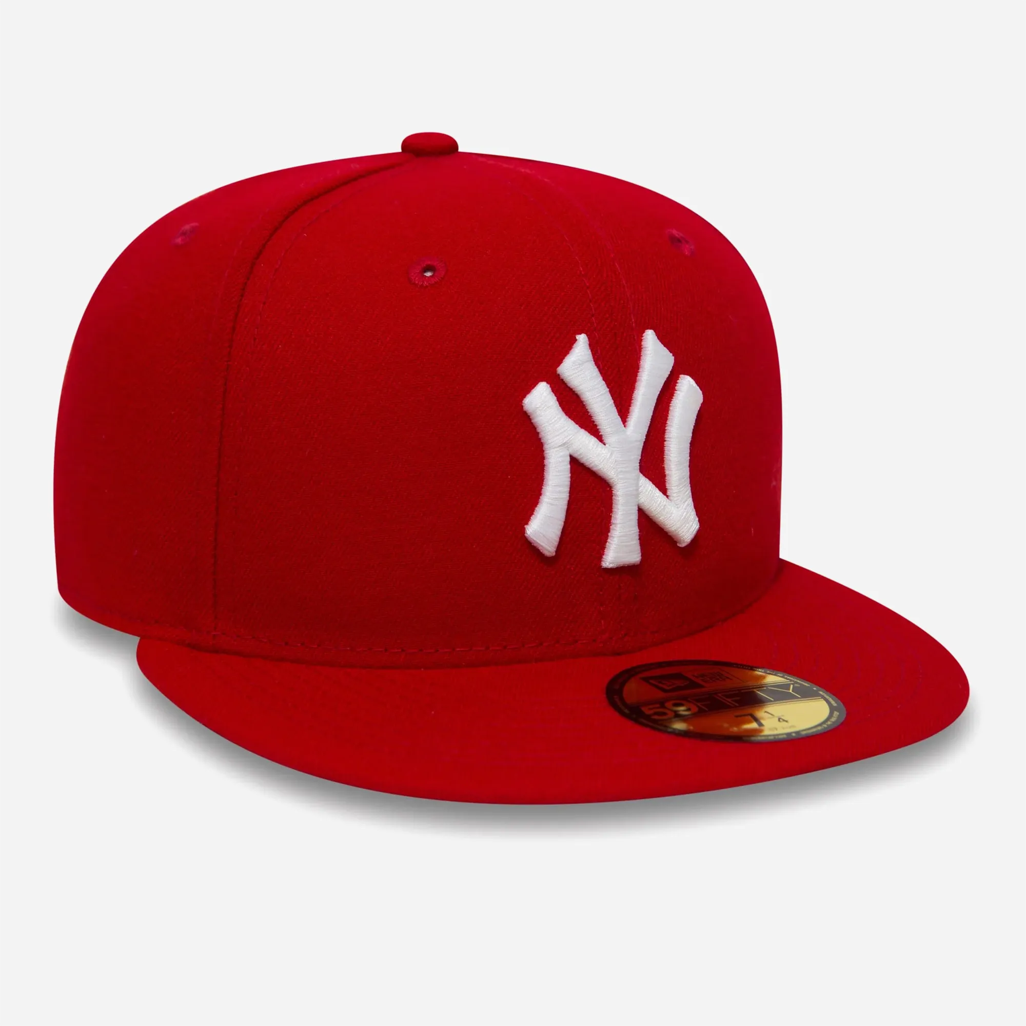 Premium streetwear New Era 59FIFTY Fitted New York Yankees cap in scarlet red and white.
