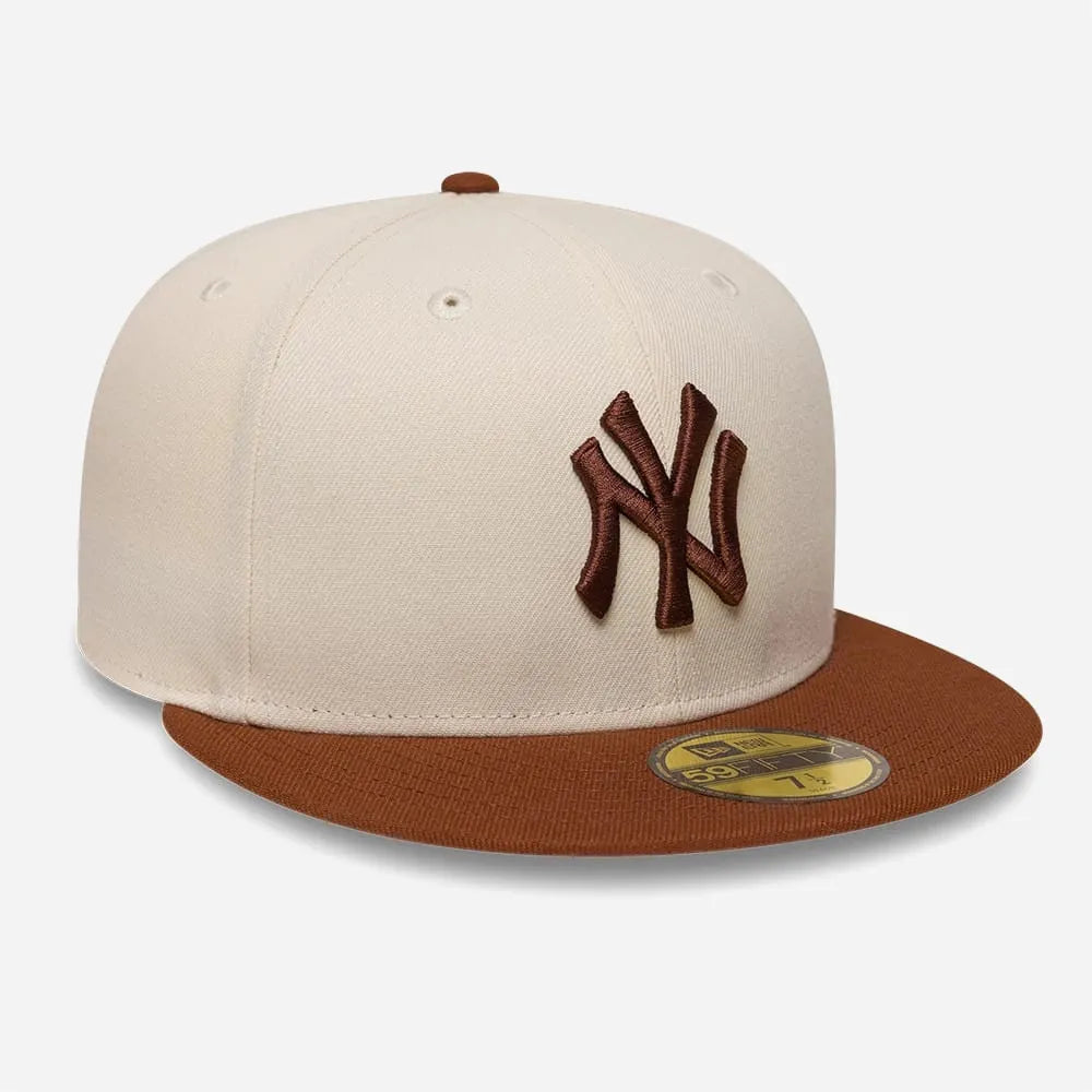 New Era 59FIFTY Yankees Cream Brown Fitted League Essential Cap