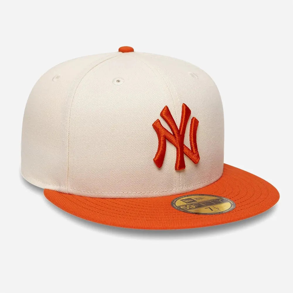 New Era 59FIFTY Yankees Cream Orange Fitted League Essential Cap