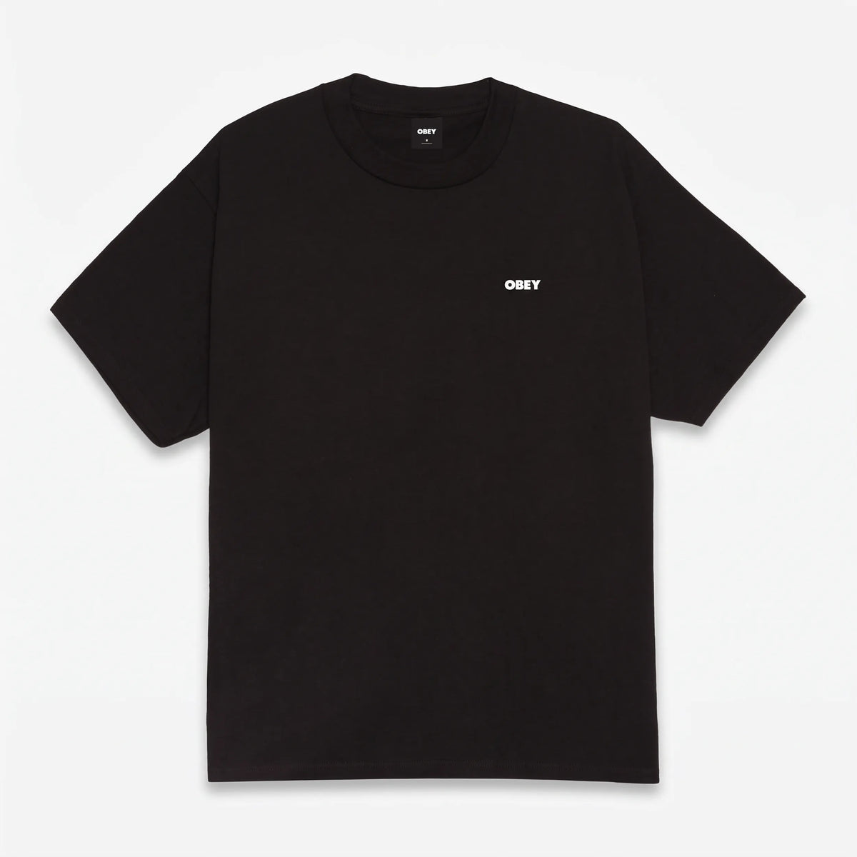 T-shirt noir homme Obey Art Dept Tee avec sérigraphie poitrine vue de face.