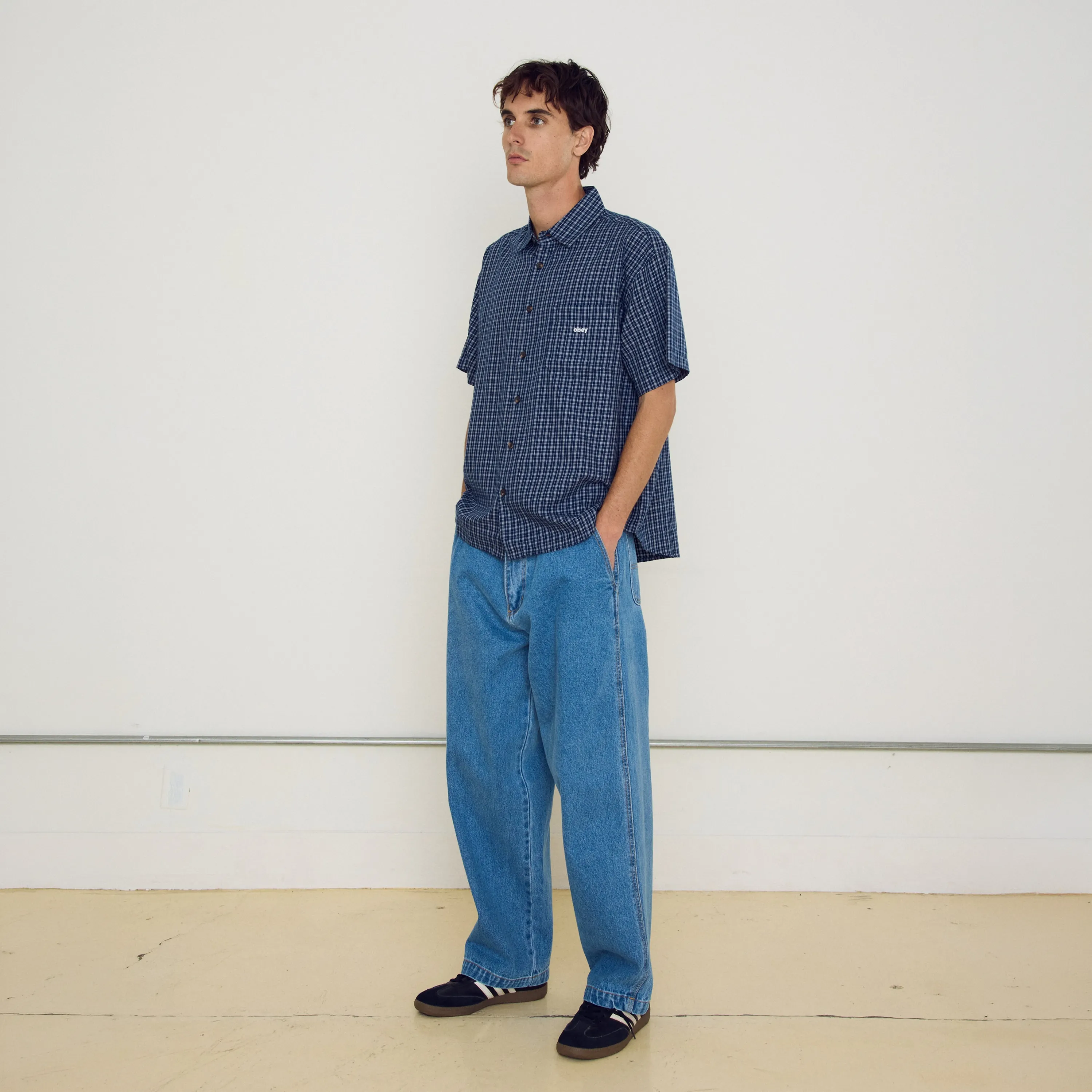 Chemise Obey Bigwig Ian Woven Bleu Marine
