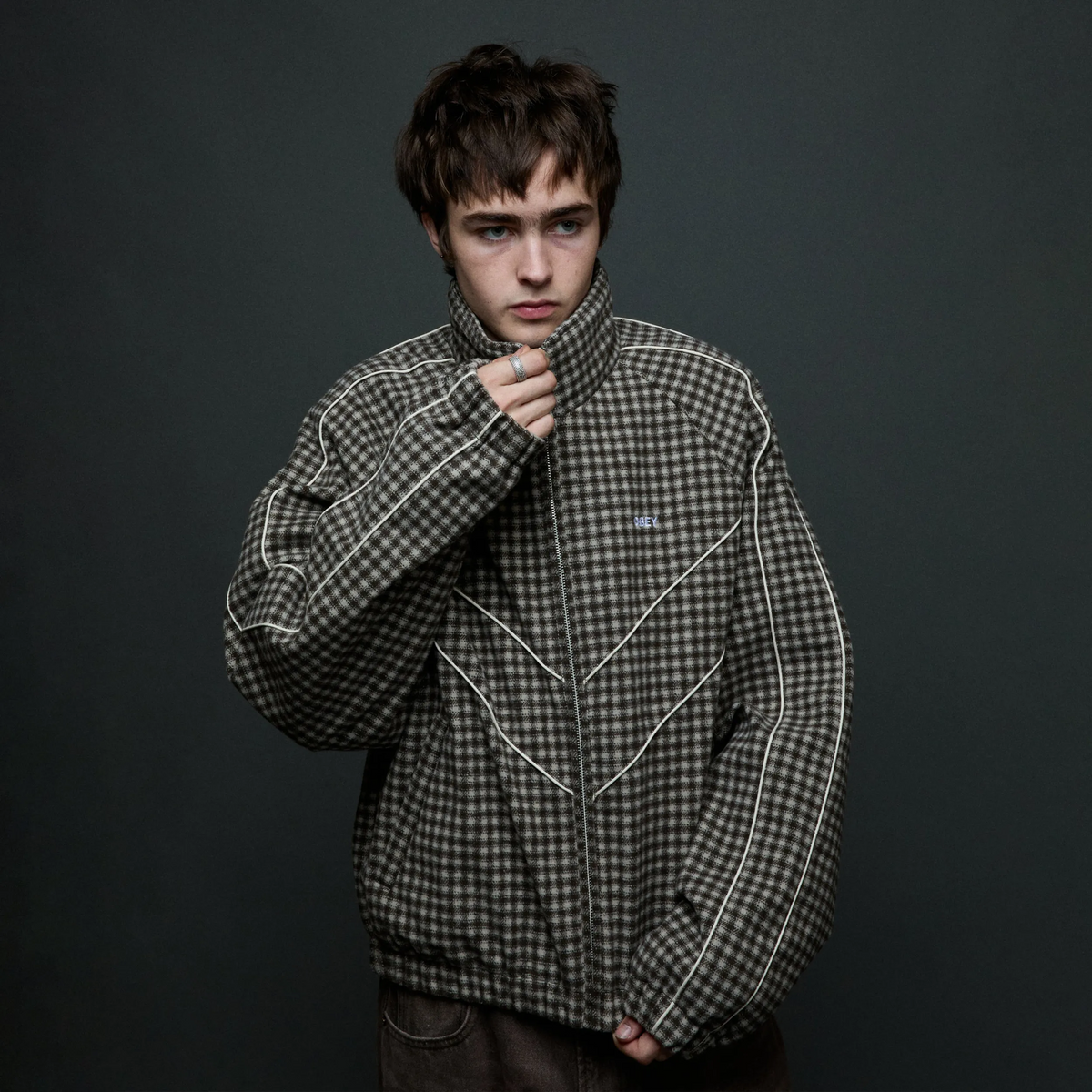 Veste Obey Leisure Training Jacket Abbey Stone Plaid