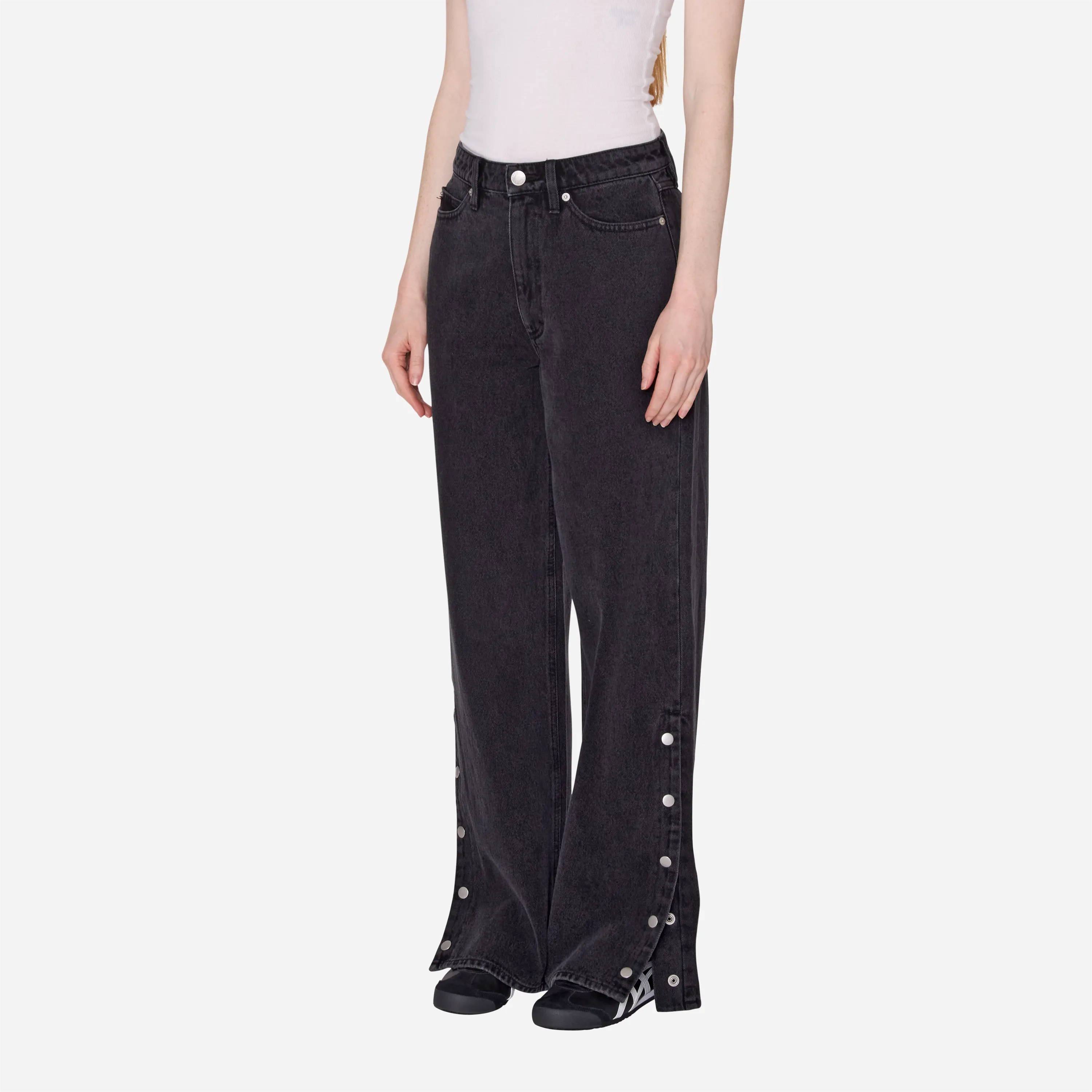 OBEY - Penelope Side Snap Denim Jeans Faded Black