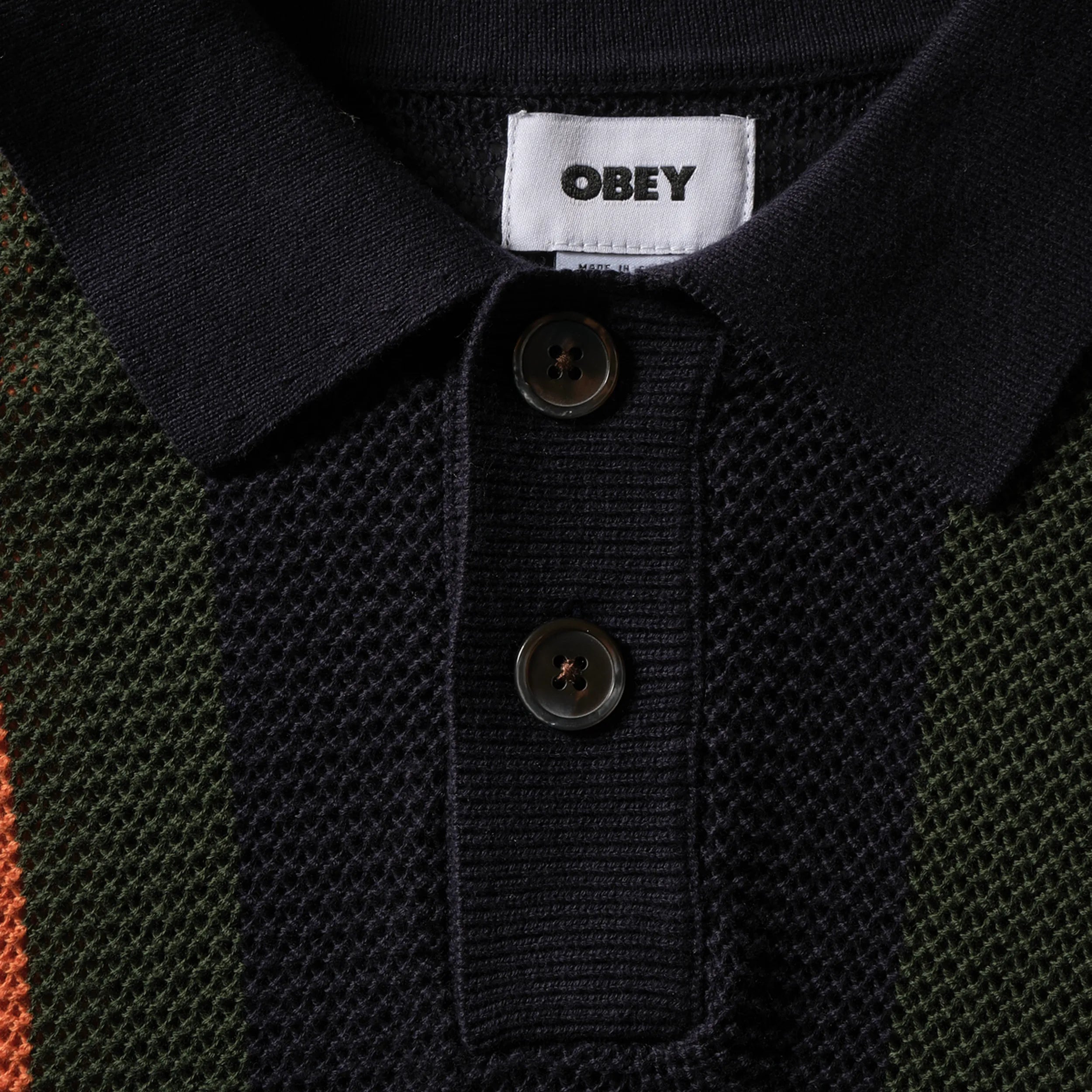 Polo en Maille Tricotée Obey Seth Dark Navy Multi