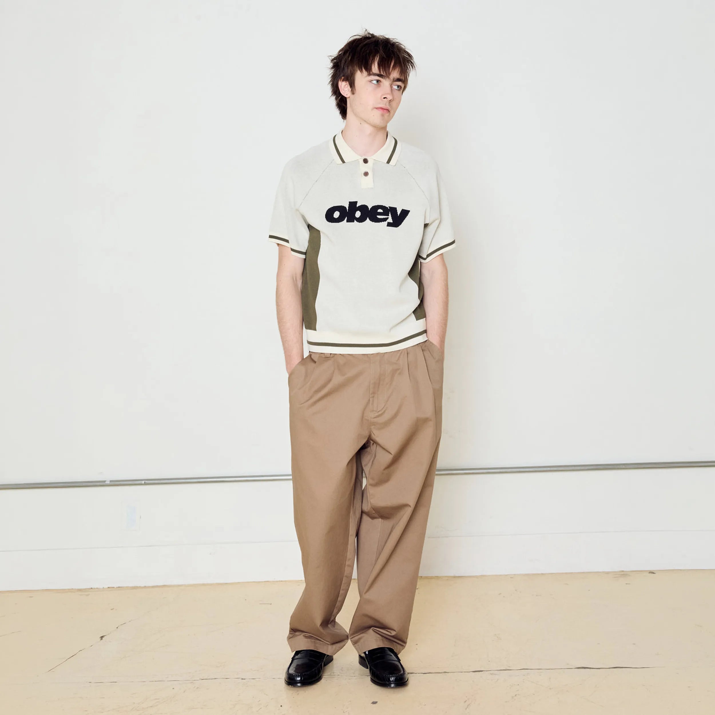 Polo en Maille Tricotée Obey Sport Unbleached Multi