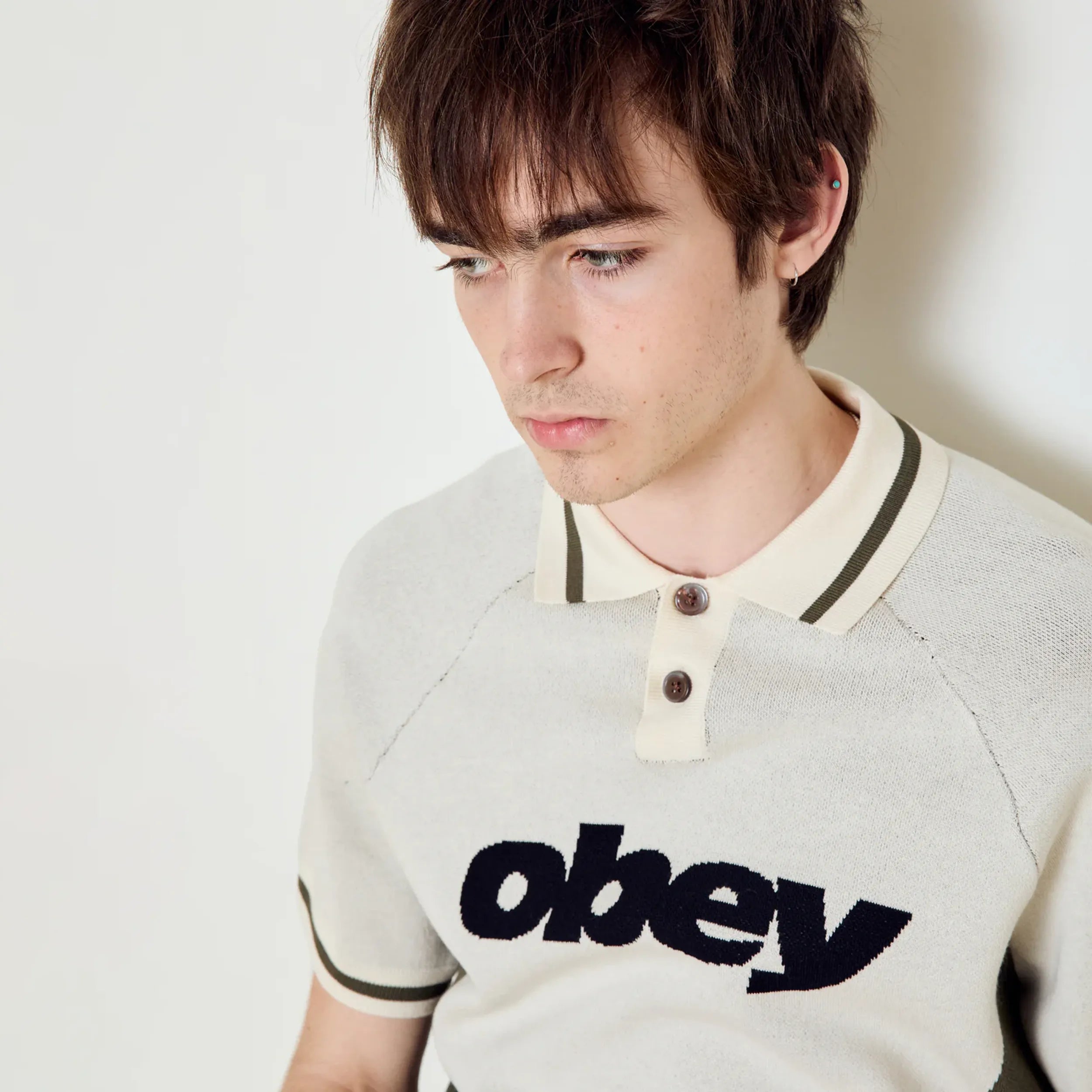 Polo en Maille Tricotée Obey Sport Unbleached Multi