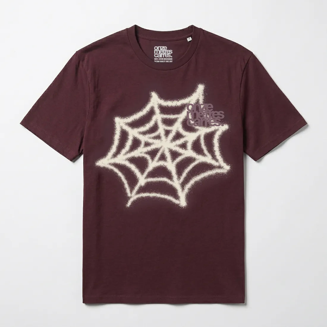 Face du t-shirt oversize marron Onze Mètres Carrés Spider en coton lourd.