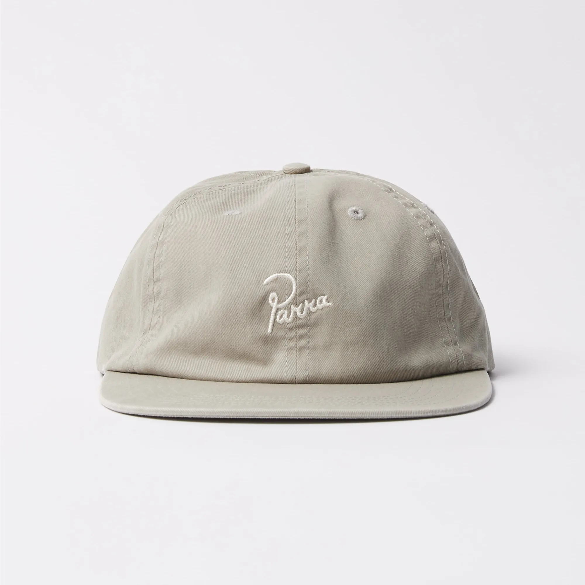 Strap and brass buckle detail on the Parra Signature 6 Panel grey cap