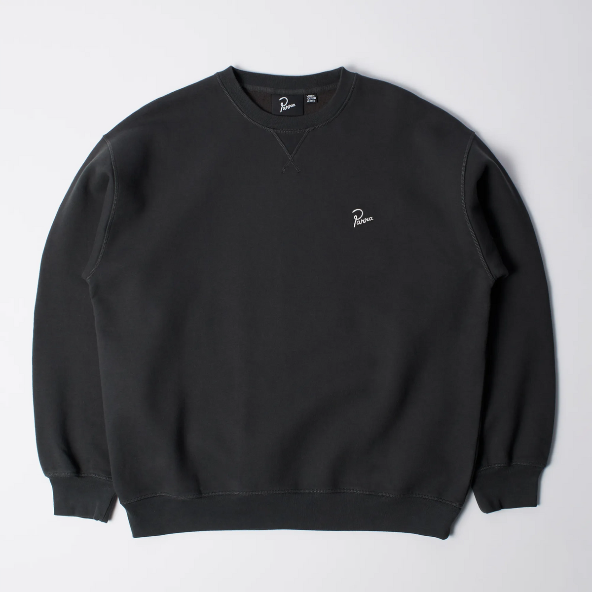 Sweat col rond Parra Signature noir avec signature brodée blanche, vue de face