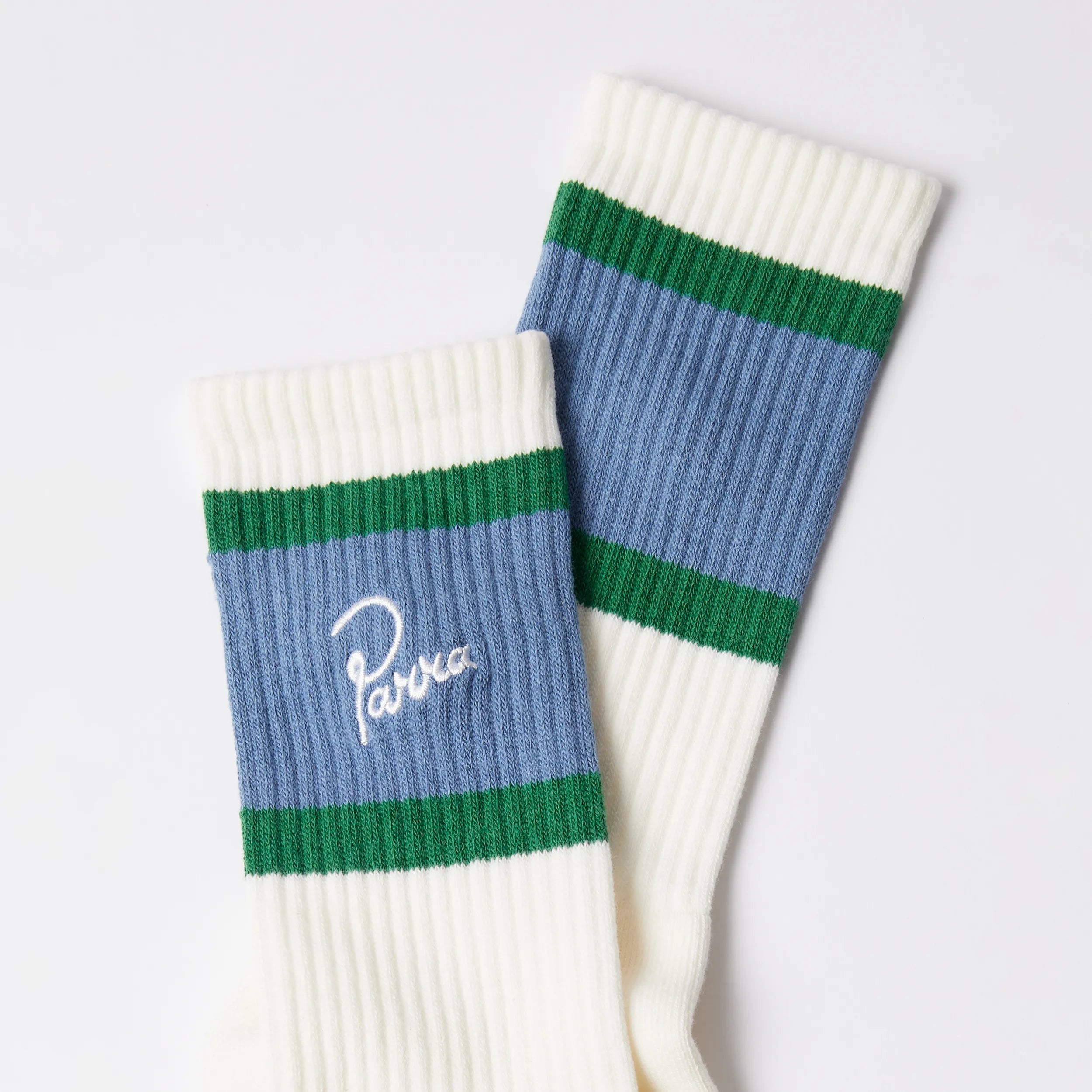 Parra Signature Striped Crew Socks White