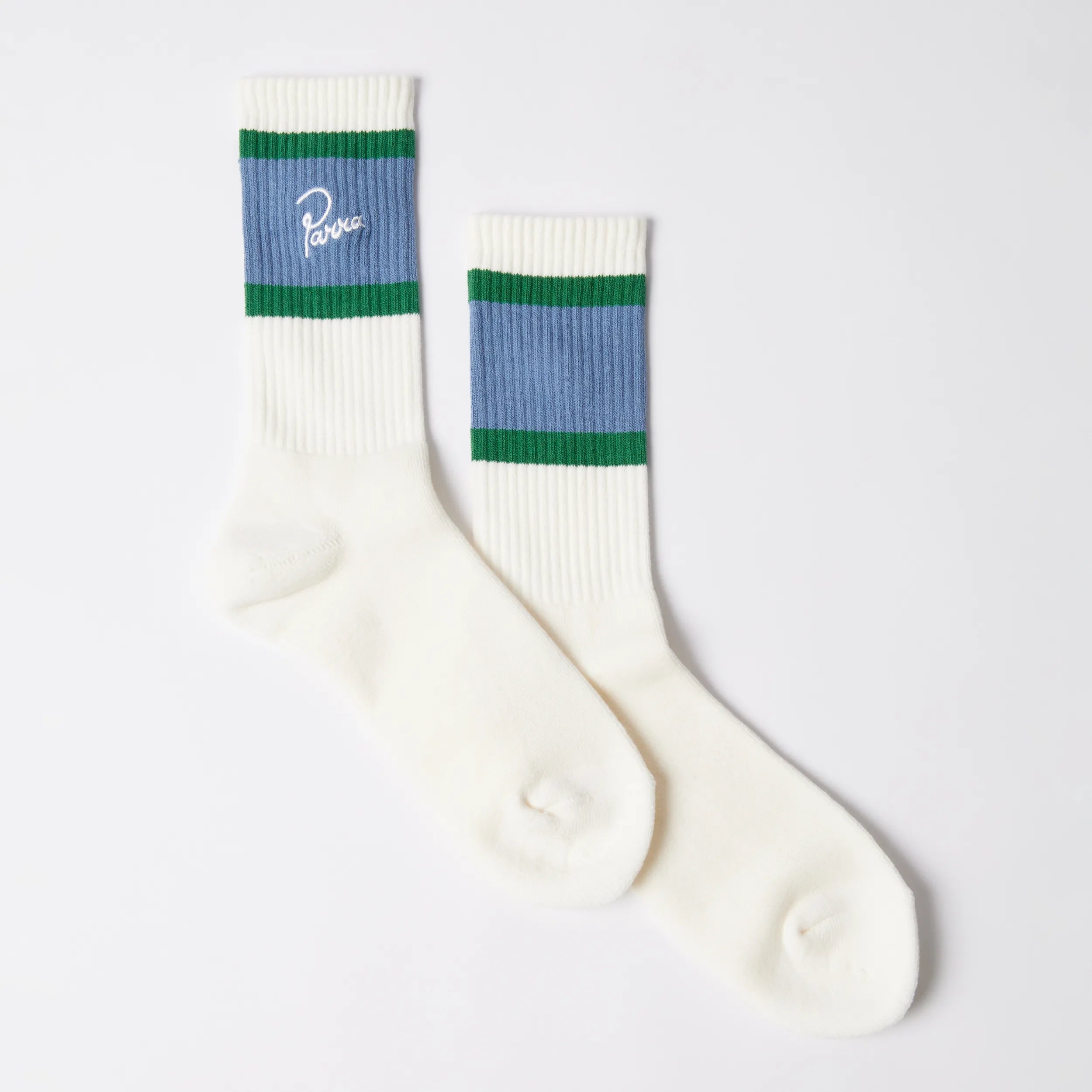 Parra Signature Striped Crew Socks White