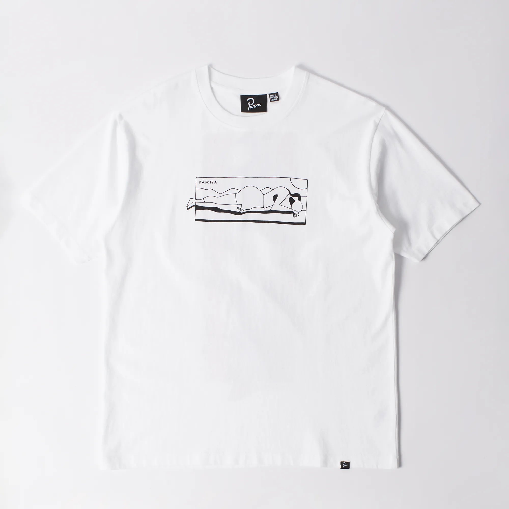T-shirt blanc Parra Vertical Thoughts avec sérigraphie poitrine.