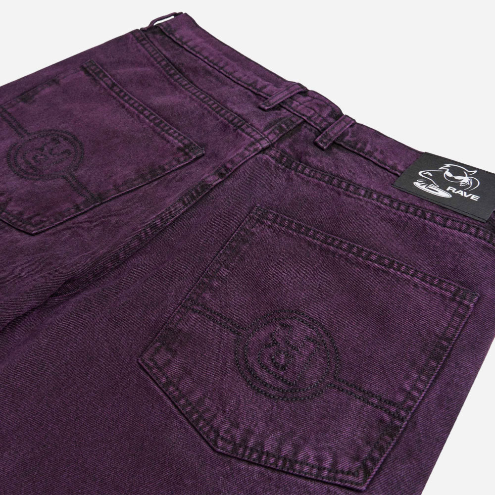 RAVE SKATEBOARDS - GROS DENIM PANT- Purple Acid Wash