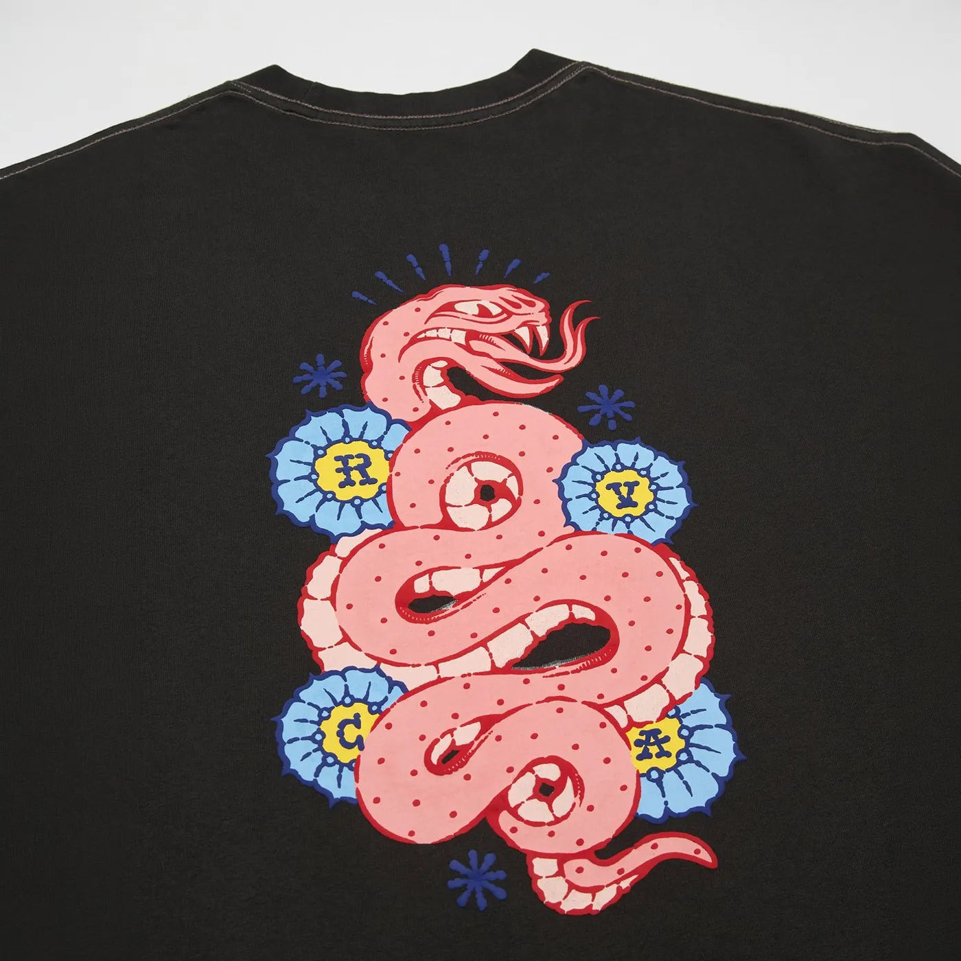 RVCA Dalas Snake T-Shirt Washed Black