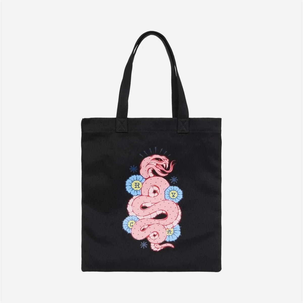 Tote bag RVCA Dalas Snake noir avec illustration serpent par Pablo Dalas