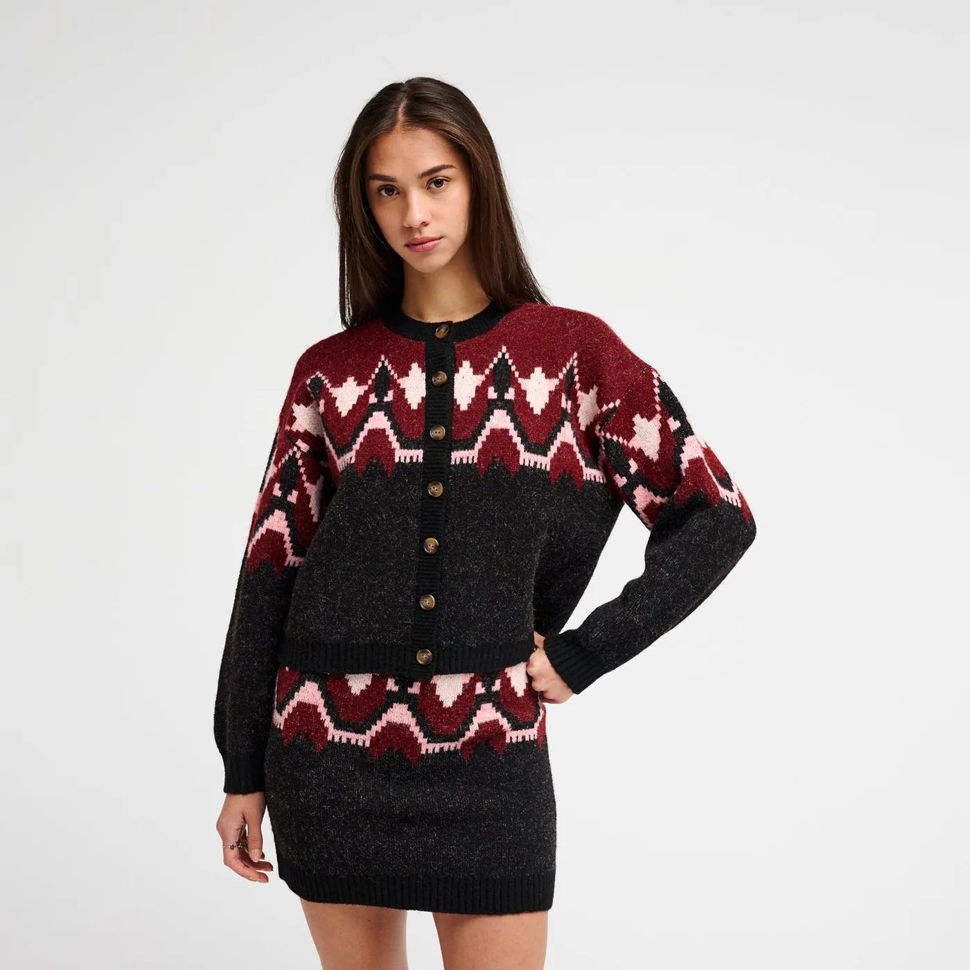 Cardigan RVCA Fairisle Washed Black