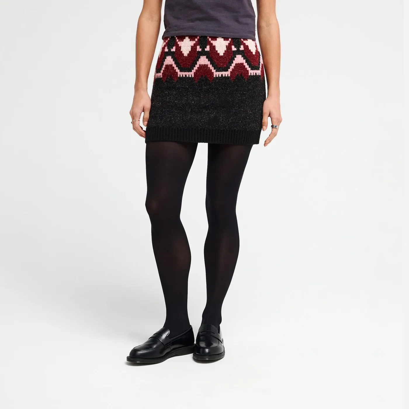 Jupe courte en maille RVCA Fairisle Skirt Washed Black