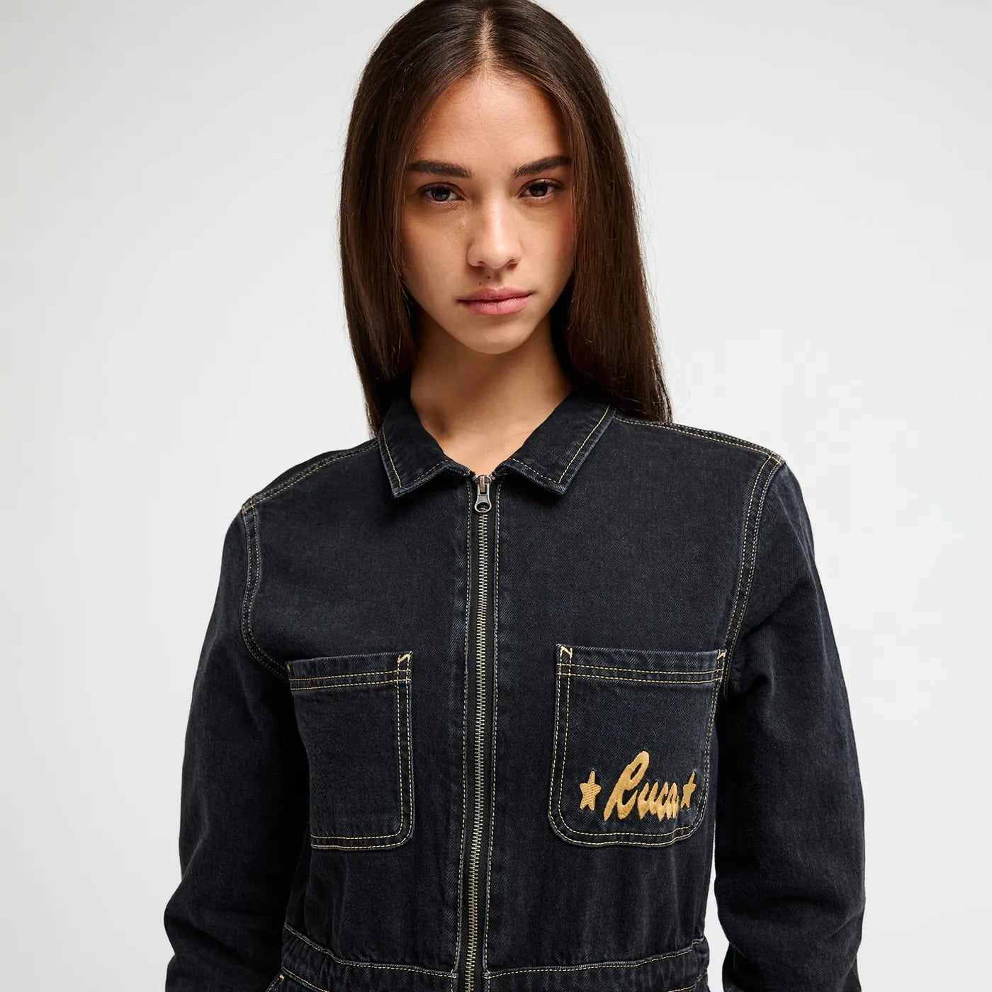 RVCA Worker Denim Jumpsuit Washed Black