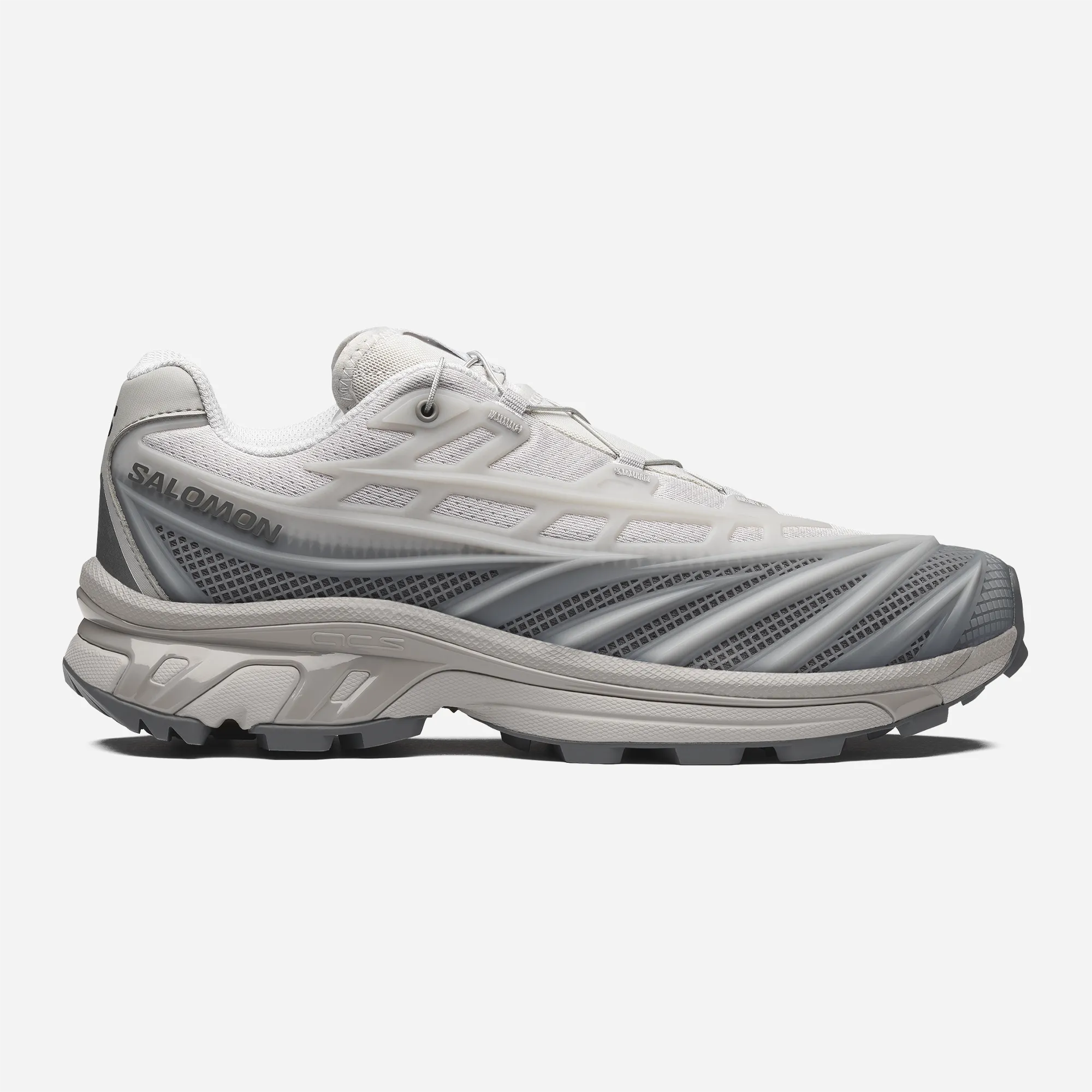 Salomon XT-EVO Alloy Castlerock Silver sneaker, light grey technical mesh upper and lugged Contagrip outsole