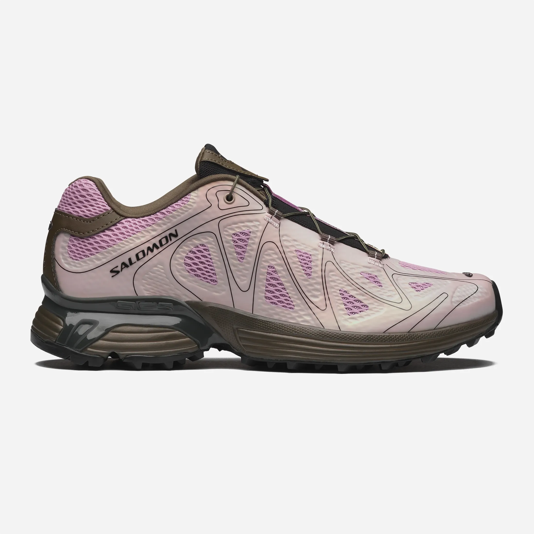 Salomon XT-Whisper Void Grape Leaf Dawn Pink, sneaker trail premium, vue de profil