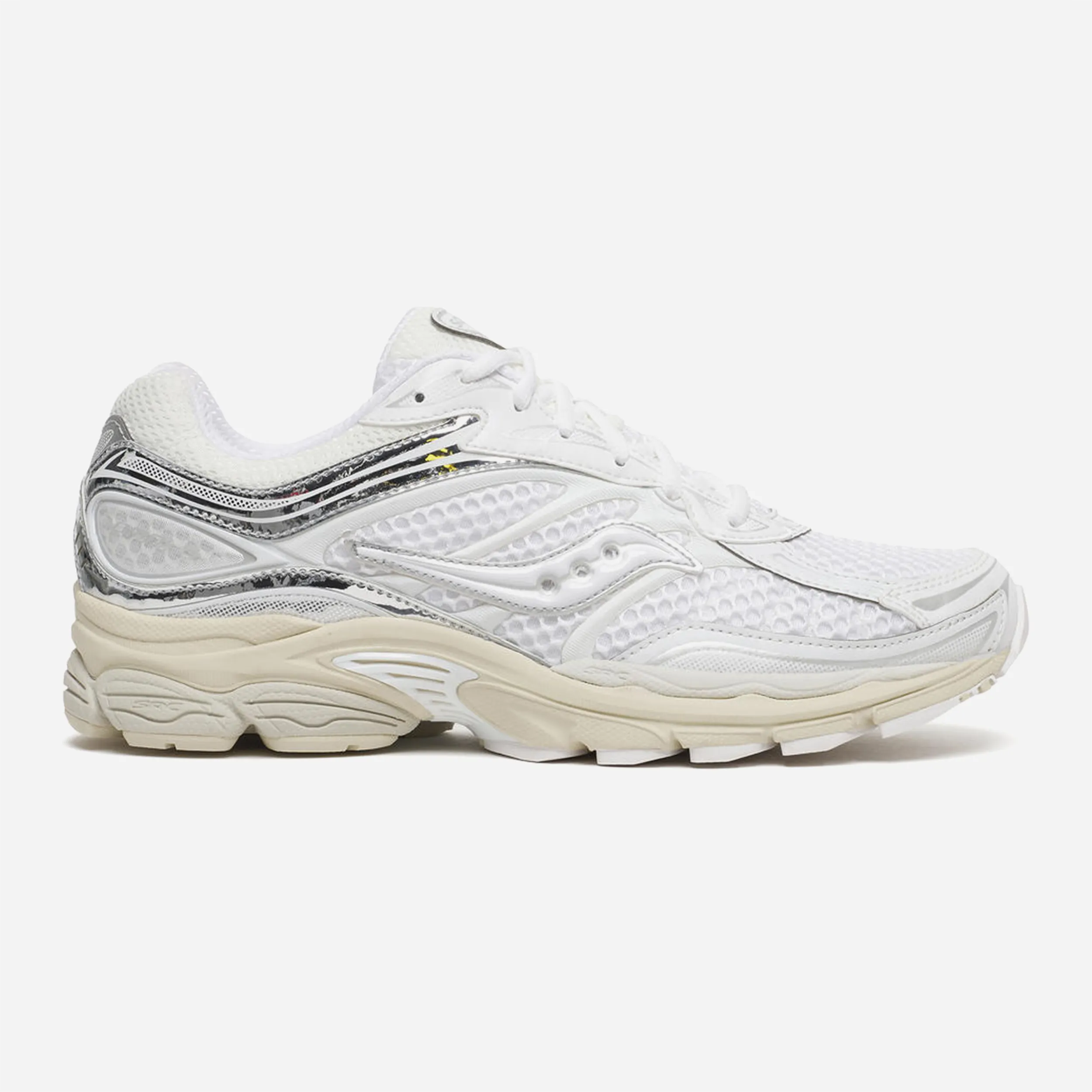 Saucony ProGrid Omni 9 OG White Eggshell, sneaker running premium, vue de profil