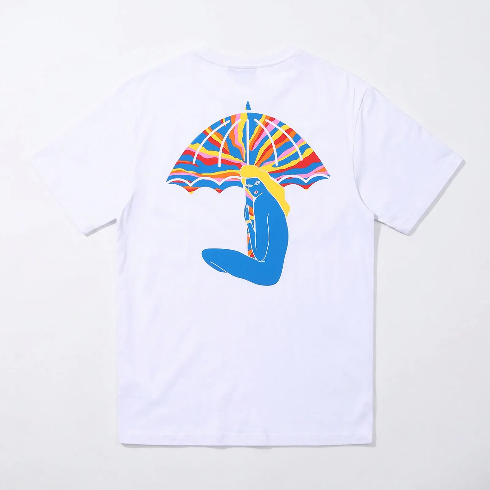 Dos du t-shirt Hélas Sunset Blanc avec graphisme sérigraphié.