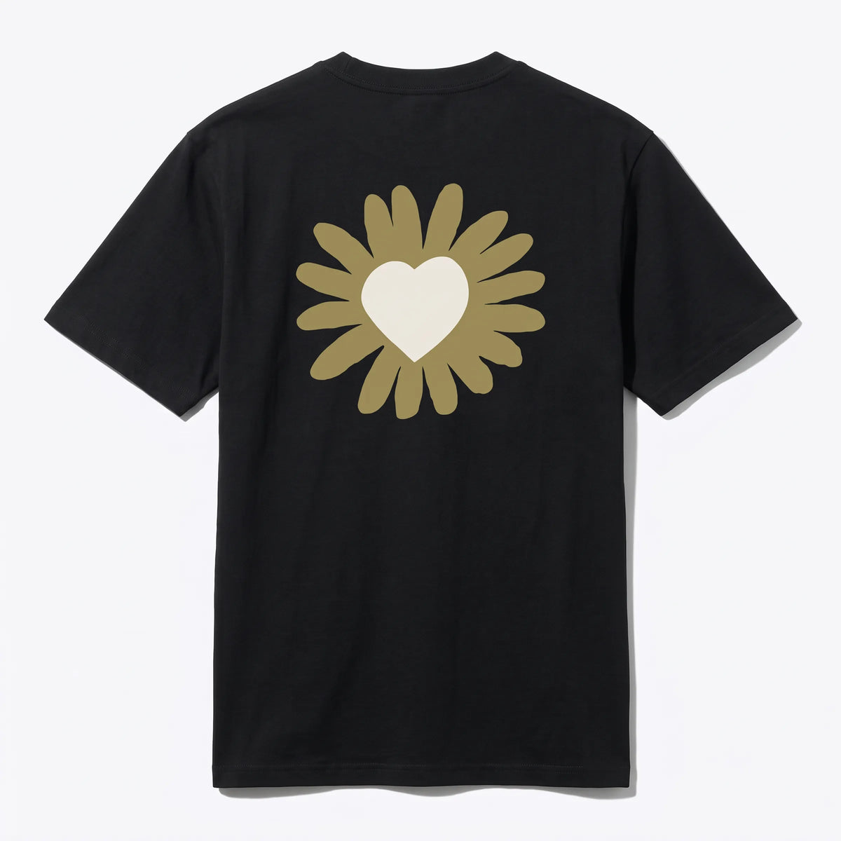 T-shirt Onze Mètres Carrés Flower Heart Automne Black vue de dos avec motif floral aux teintes automnales