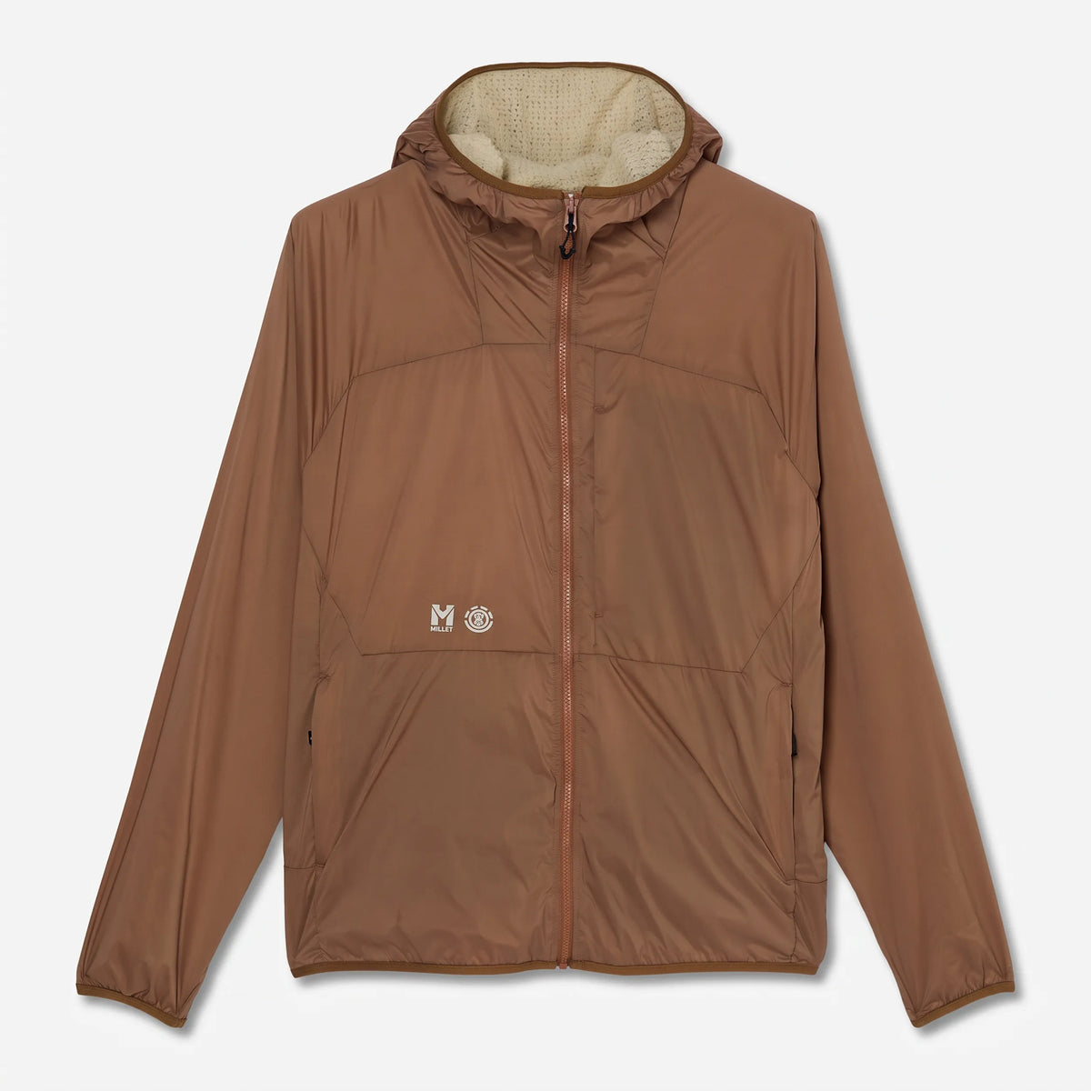 Element x Millet MXE Alpha reversible hooded jacket in Toffee, water-repellent ripstop side with chest logos