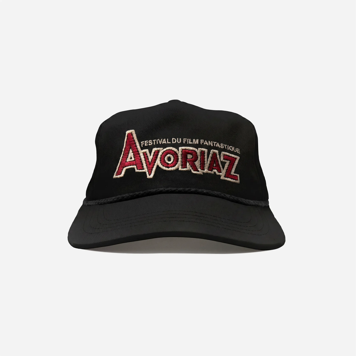 VISIT Avoriaz, casquette vintage brodée noire du Festival du Film Fantastique, vue de face