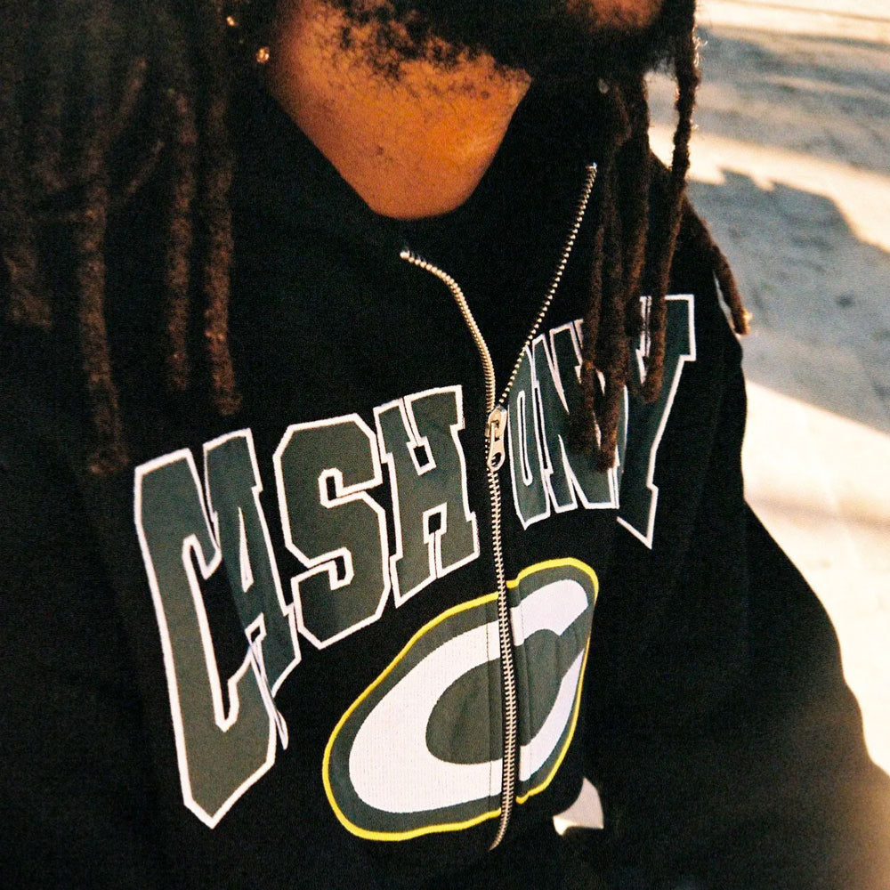 Cash Only - League Zip Thru Poullover Hood - Black